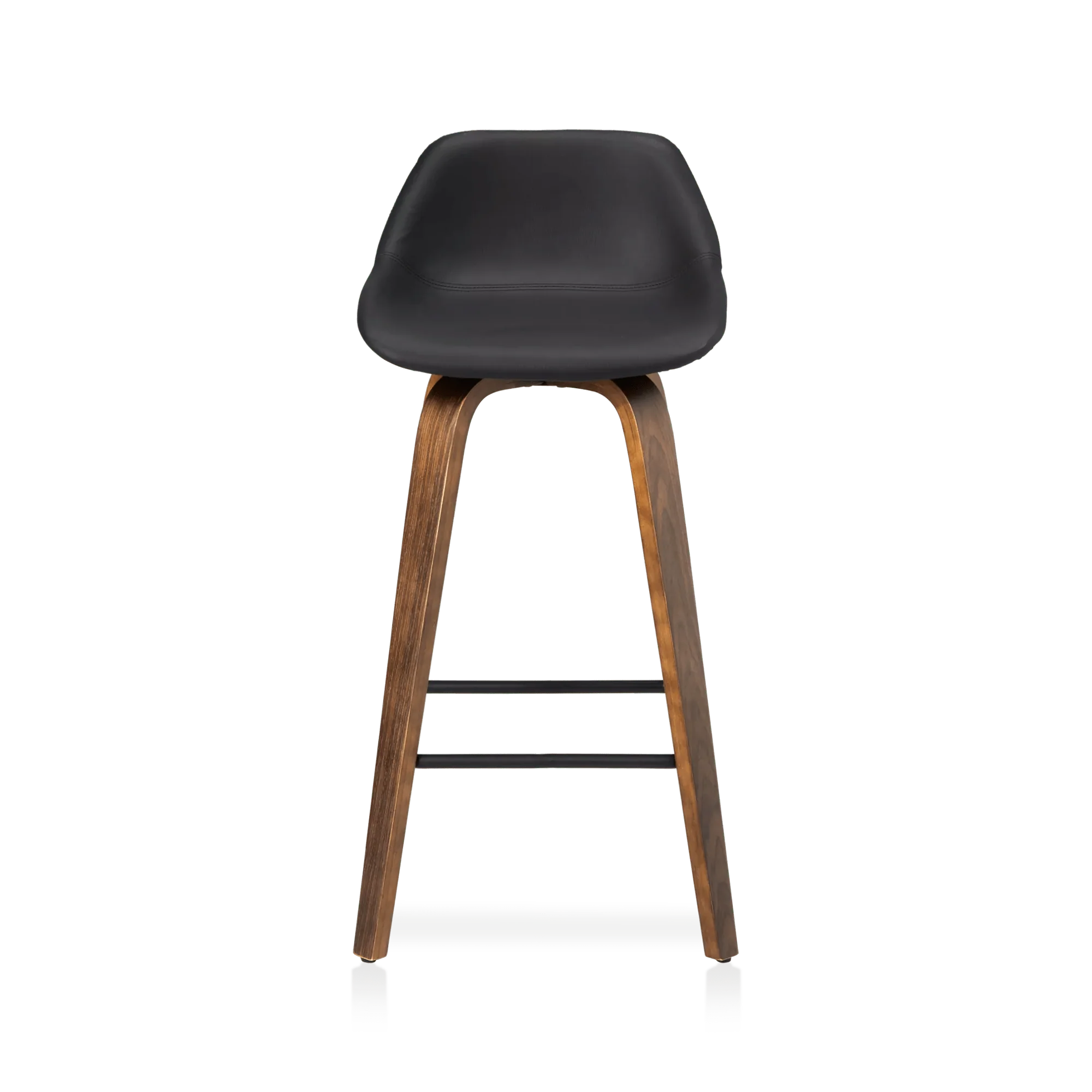 Faux Leather and Walnut Wood Bar Stool - Image 6