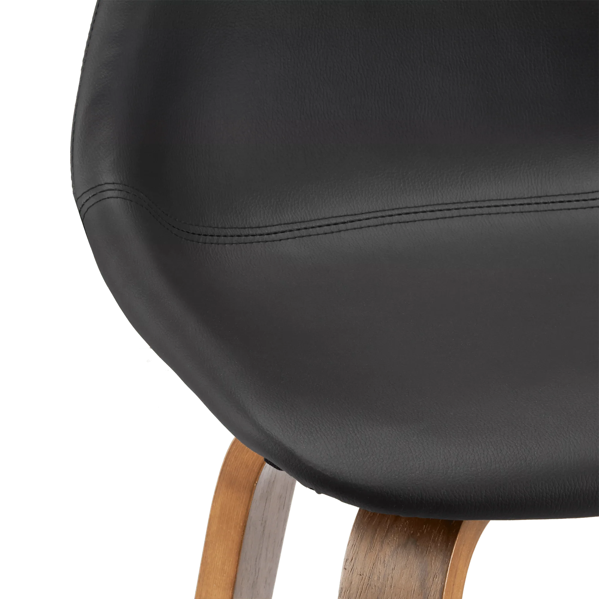 Faux Leather and Walnut Wood Bar Stool - Image 7
