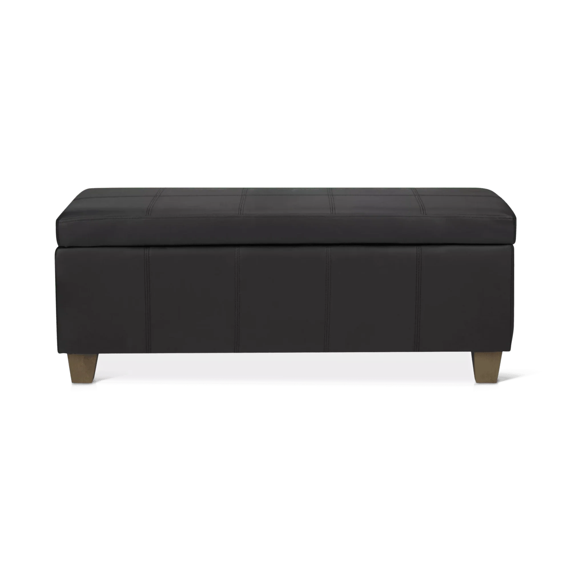 Black Faux Leather Storage Bench - Image 3