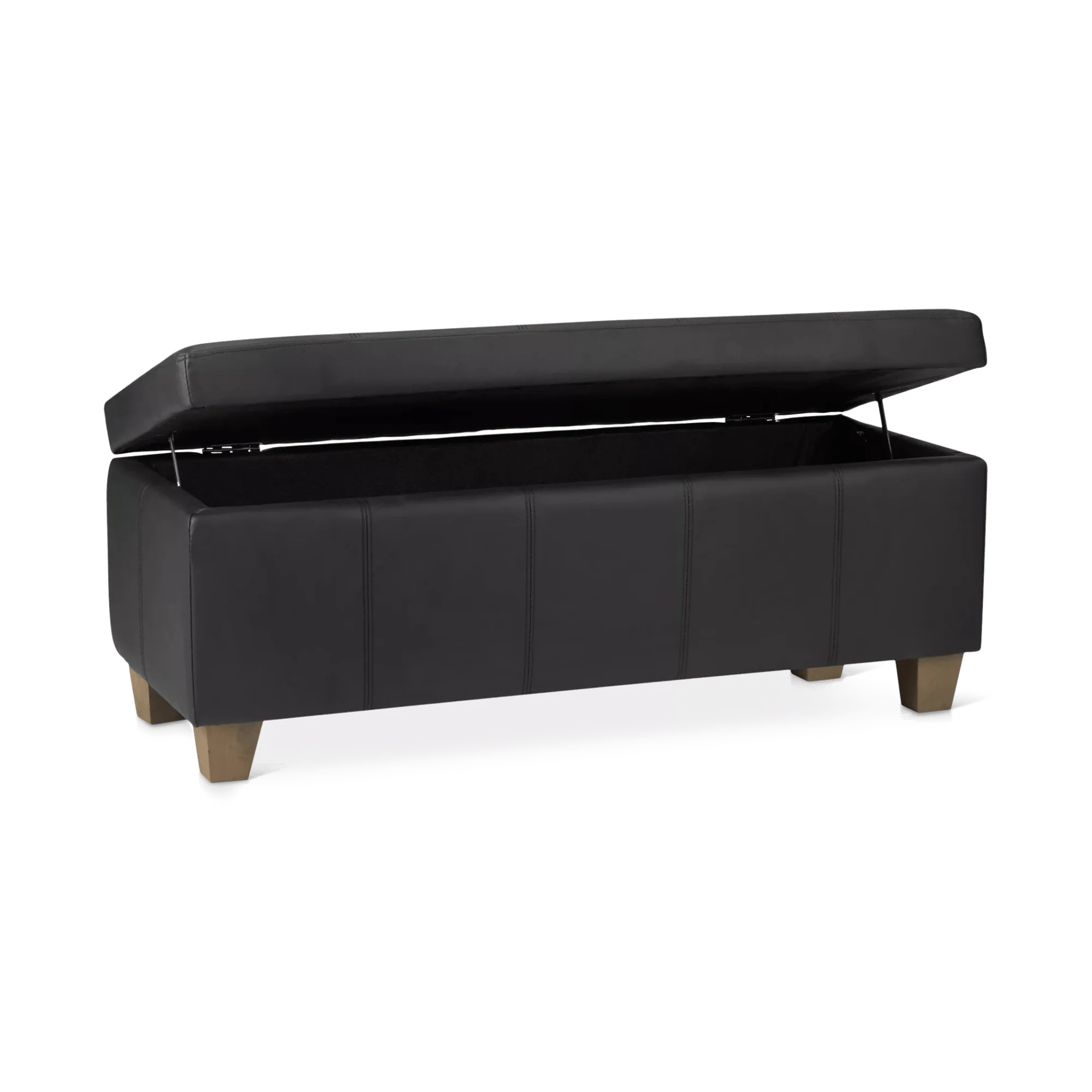 Black Faux Leather Storage Bench - Image 4