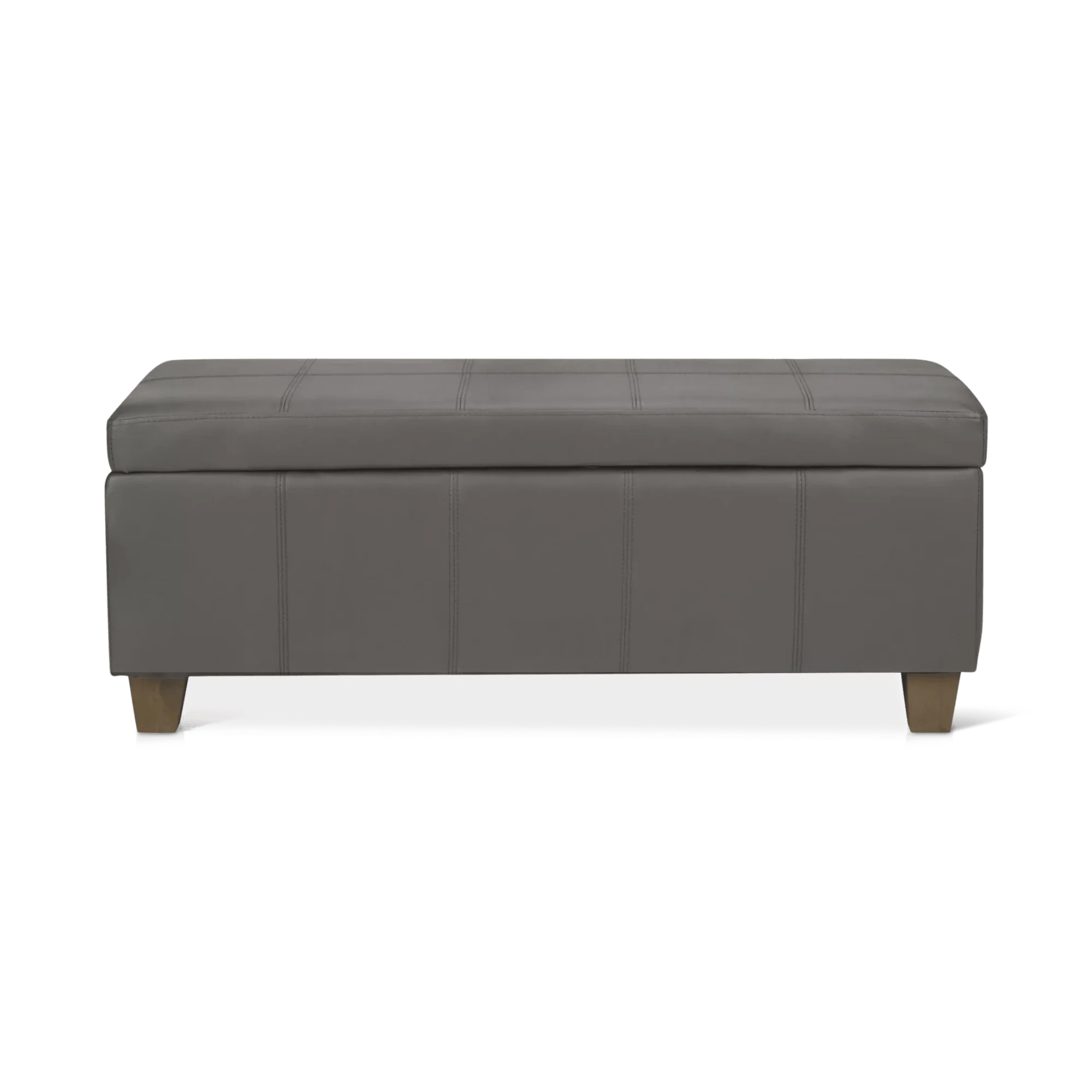 Grey Faux Leather Storage Bench - Image 3