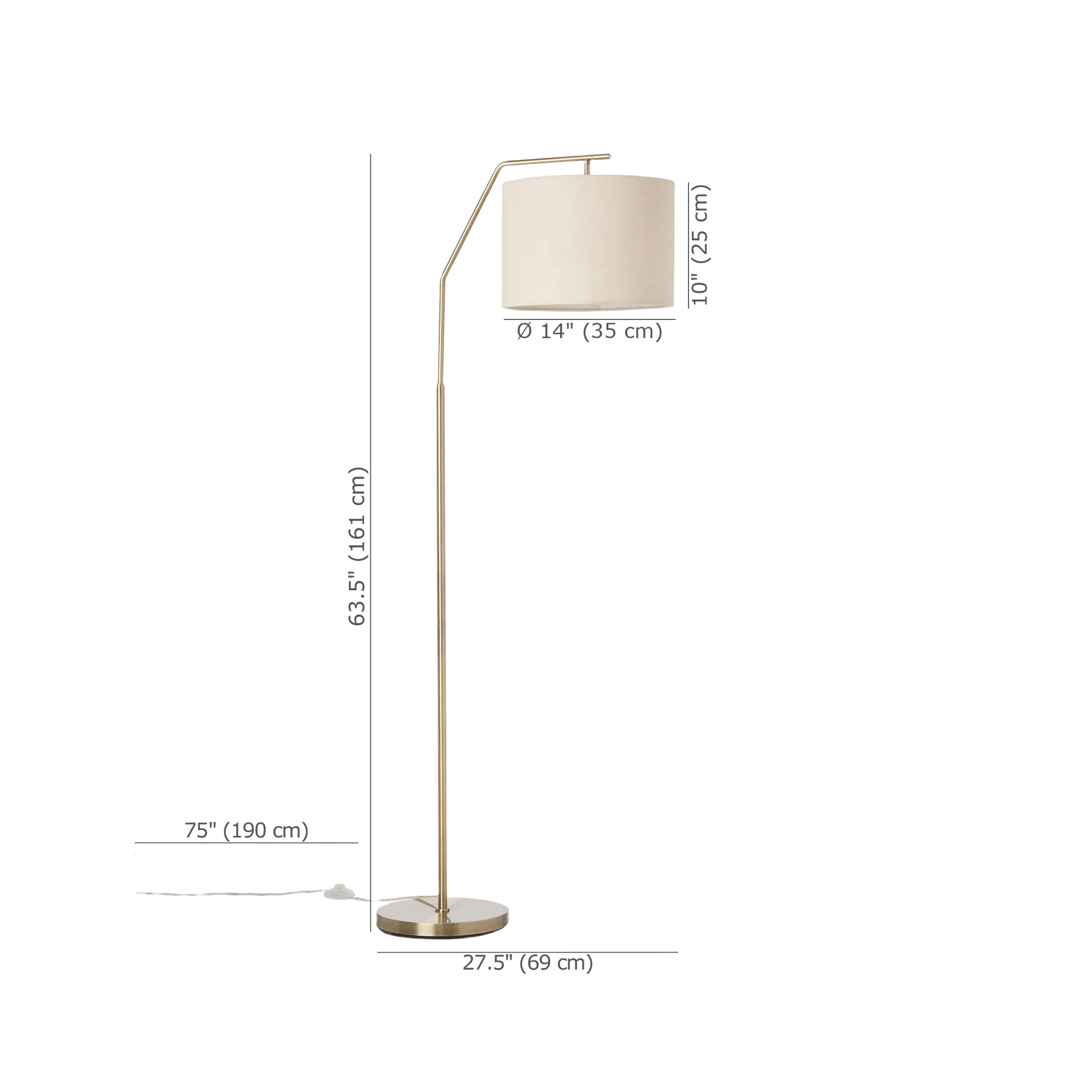 Floor Lamp with Cream Shade and Gold Base - Image 6