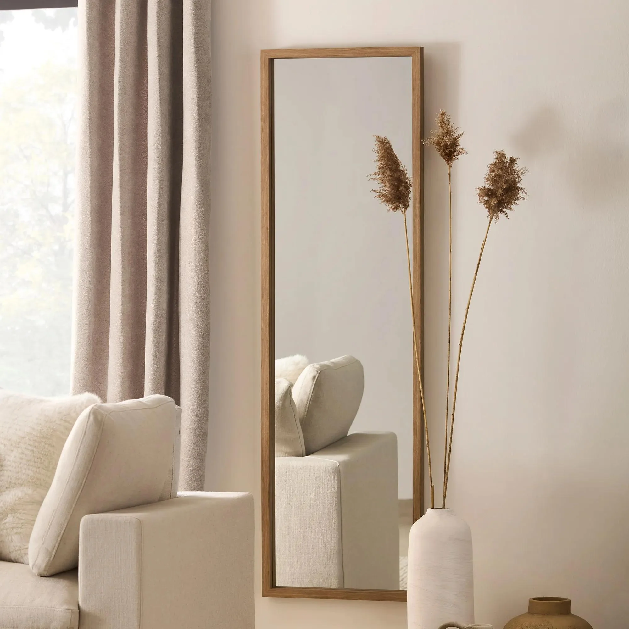 Full-Size Mirror with Wood Frame - Image 5