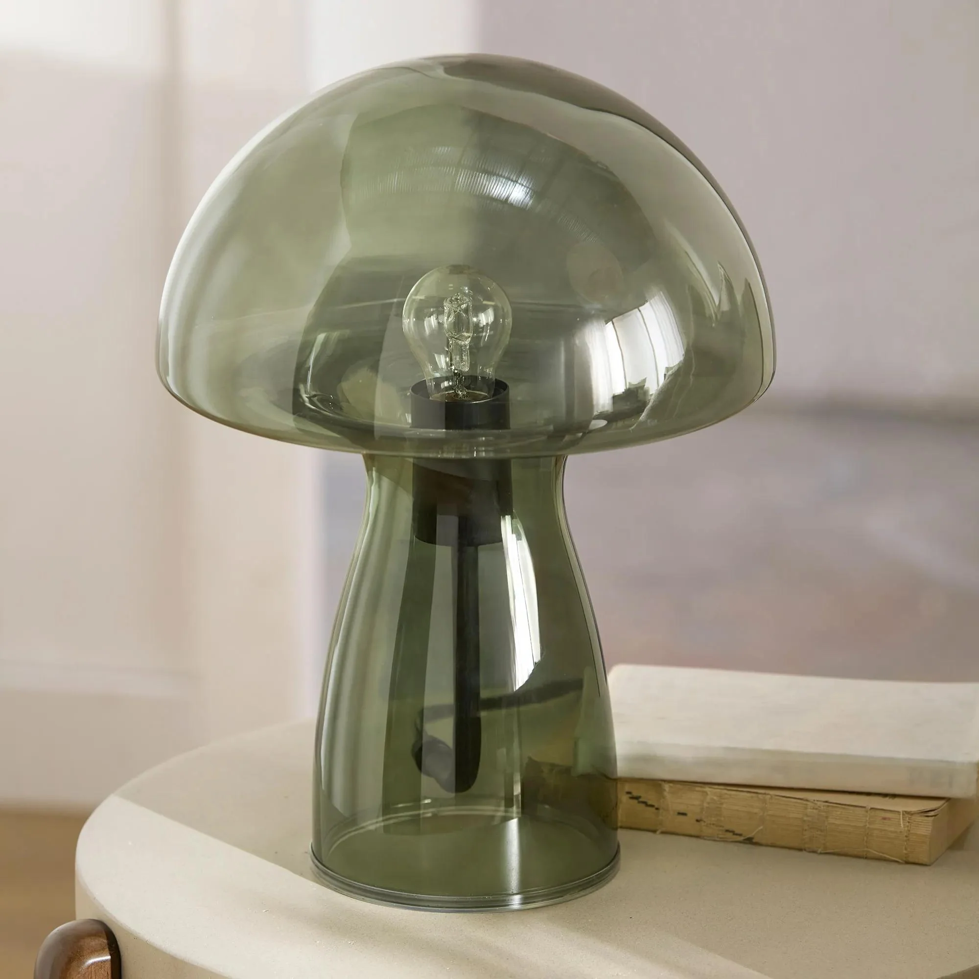 Green Glass Mushroom Table Lamp - Image 9