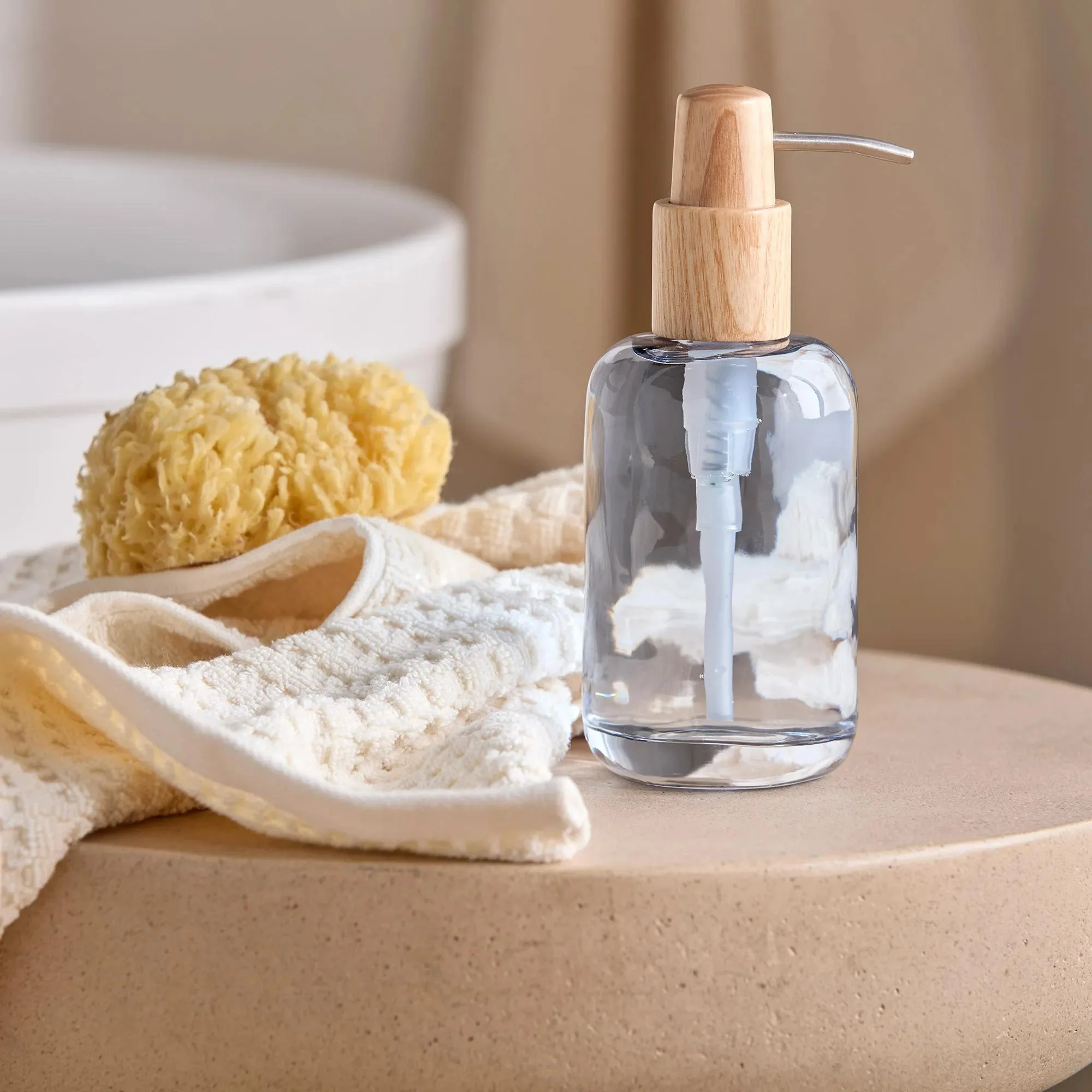 Glass Soap Dispenser With Bamboo Lid - Image 3