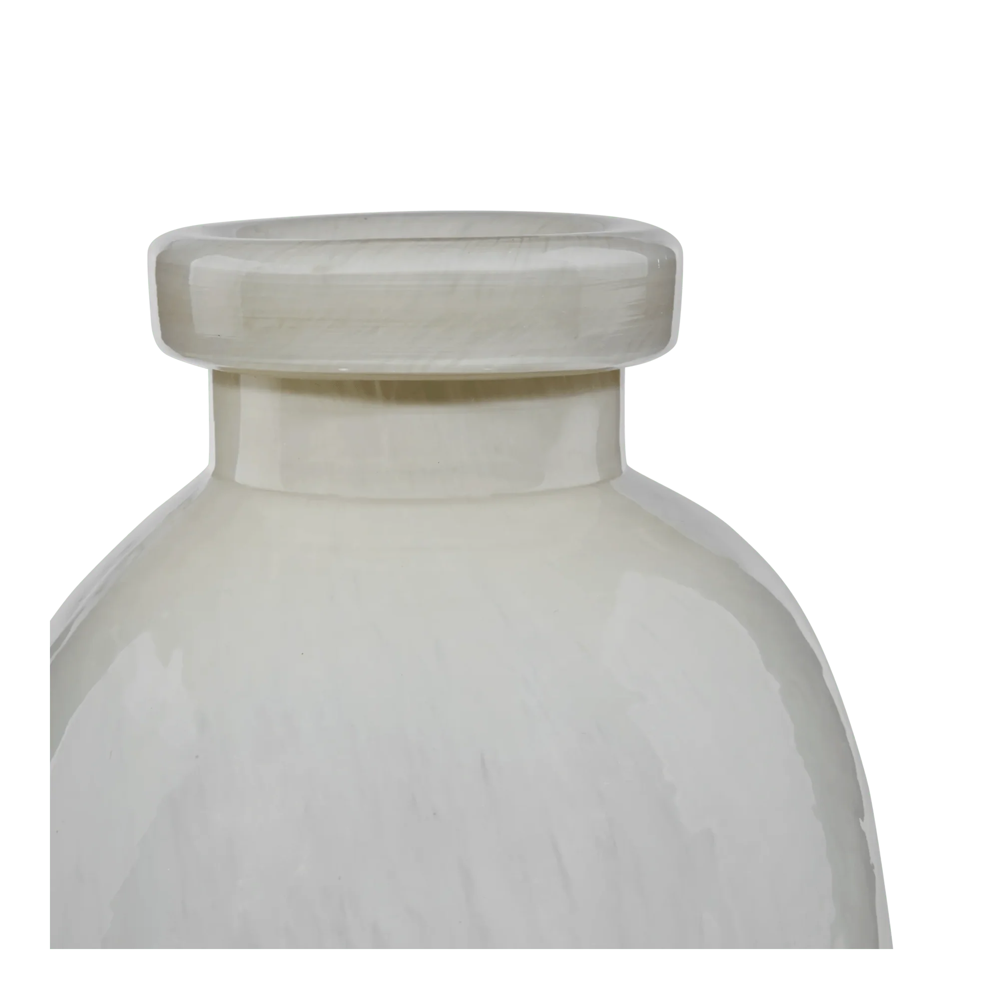 Glossy White Glass Decorative Vase - Image 3