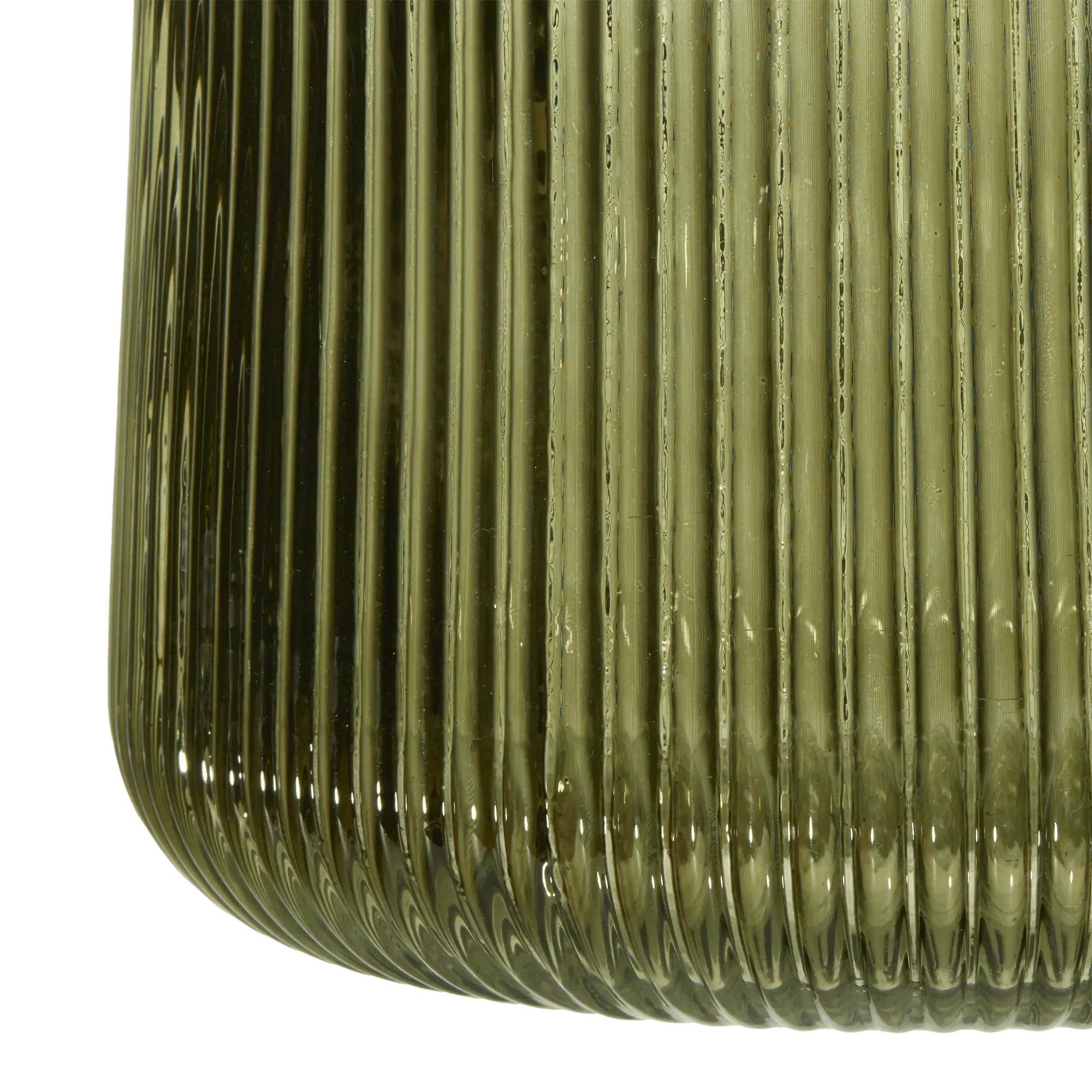 Green Ribbed Glass Table Vase - Image 3