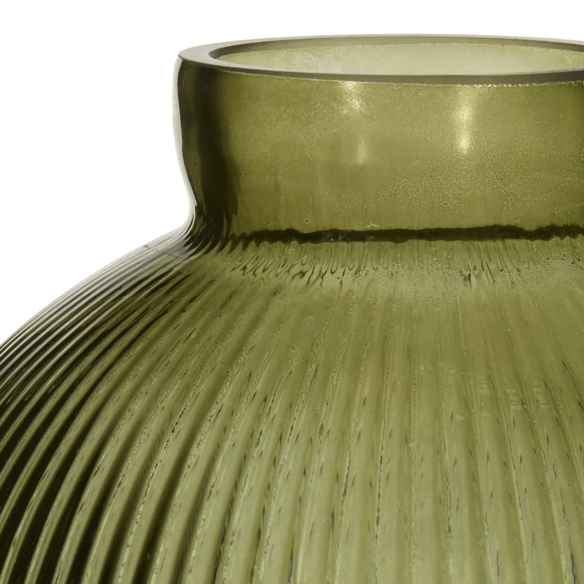 Green Ribbed Glass Table Vase - Image 4