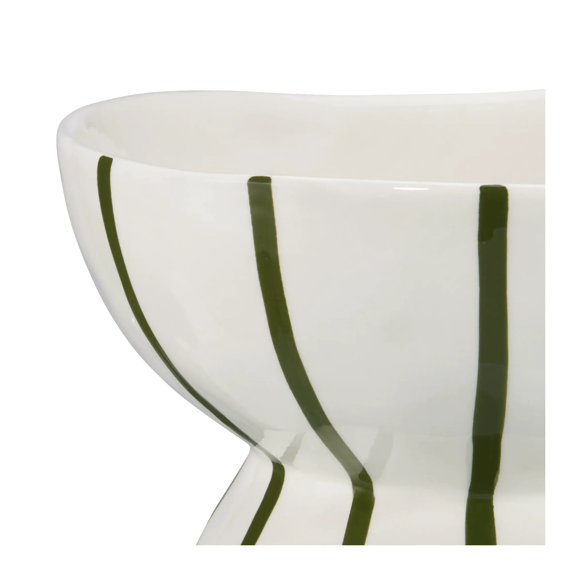 Green Striped Ceramic Decorative Bowl - Image 3
