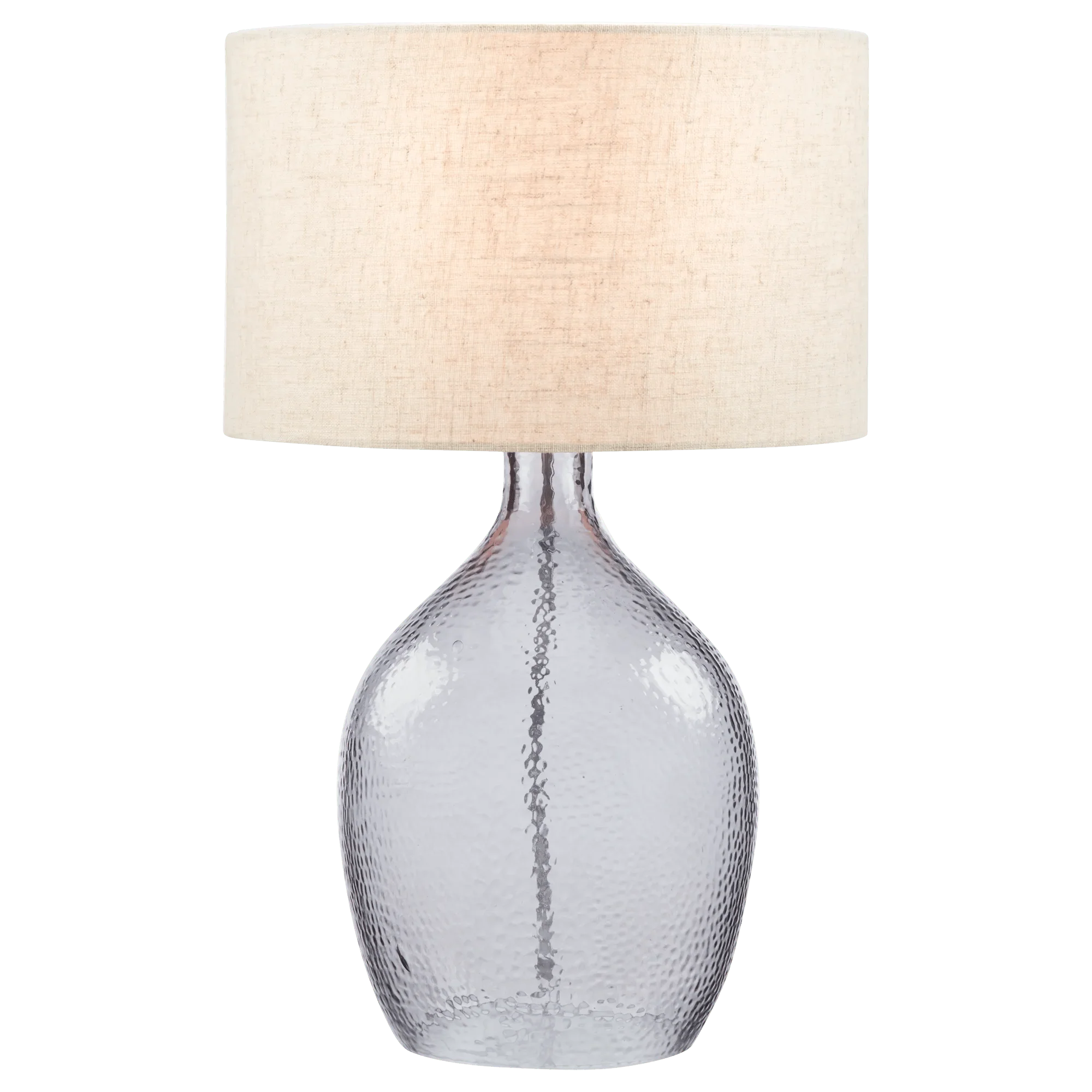 Hammered glass lamp with natural shade - Image 2