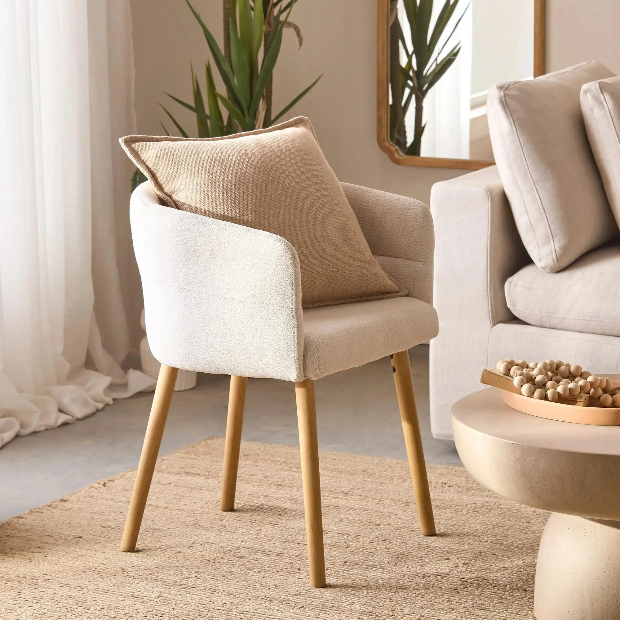 Fabric and Mango Wood Accent Chair - Image 2
