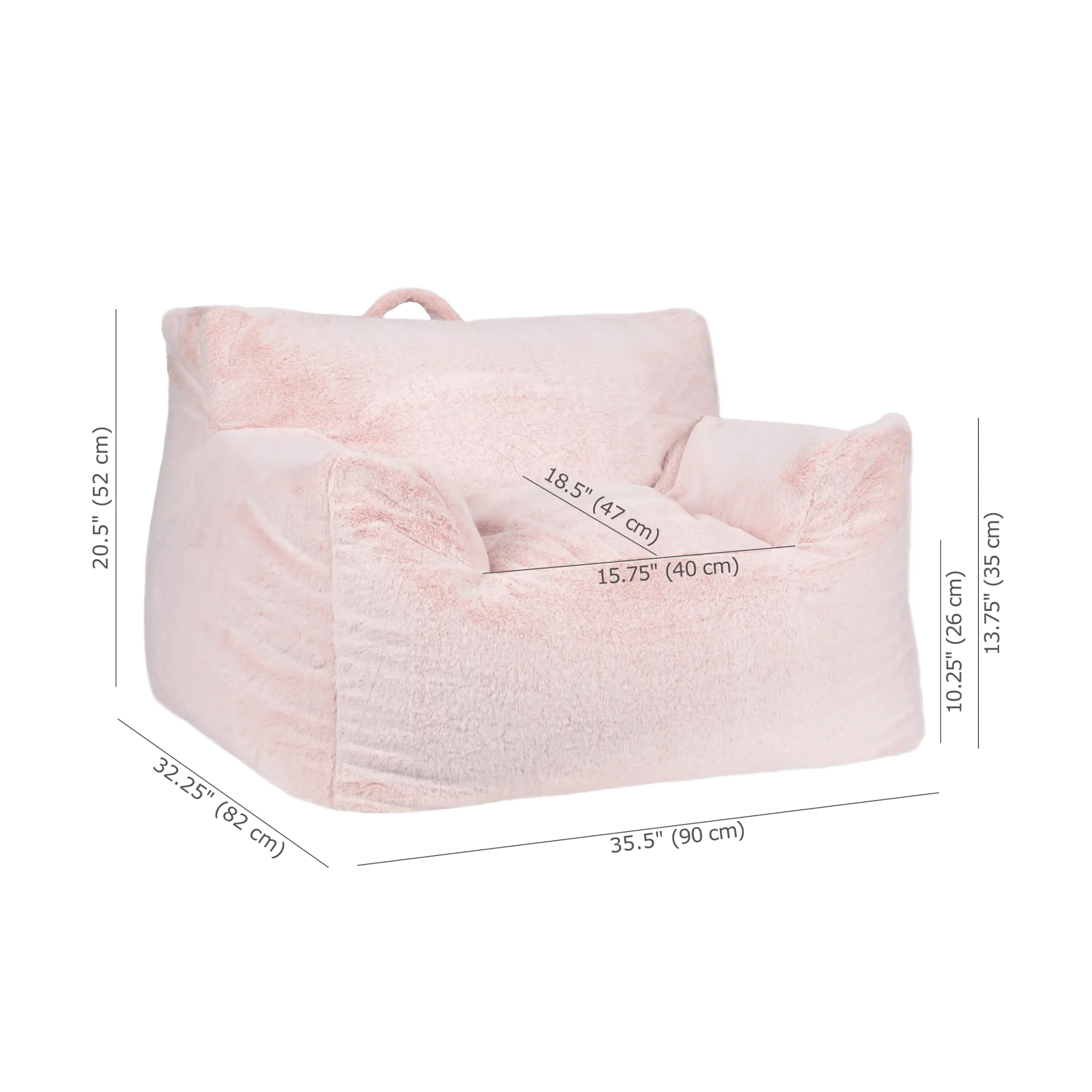 Pink Kids Furry Lounge Chair - Image 3