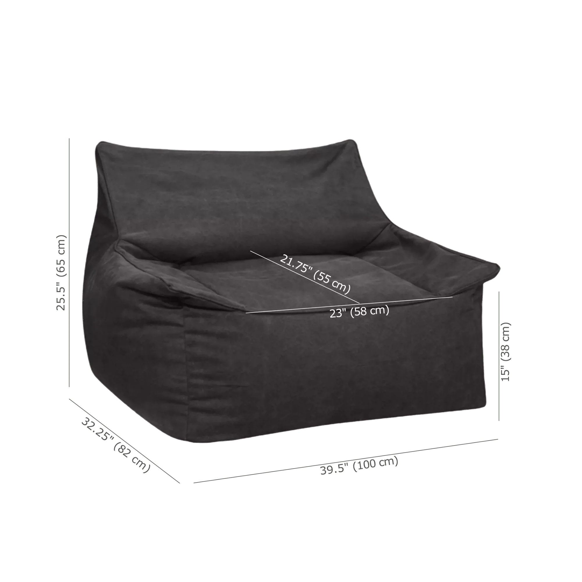 Grey Large Bean Bag Chair - Image 6