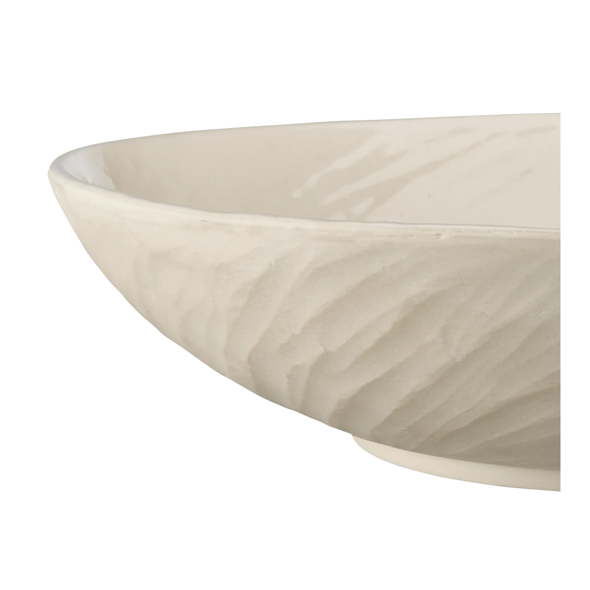 Large Cream Ceramic Decorative Bowl - Image 4