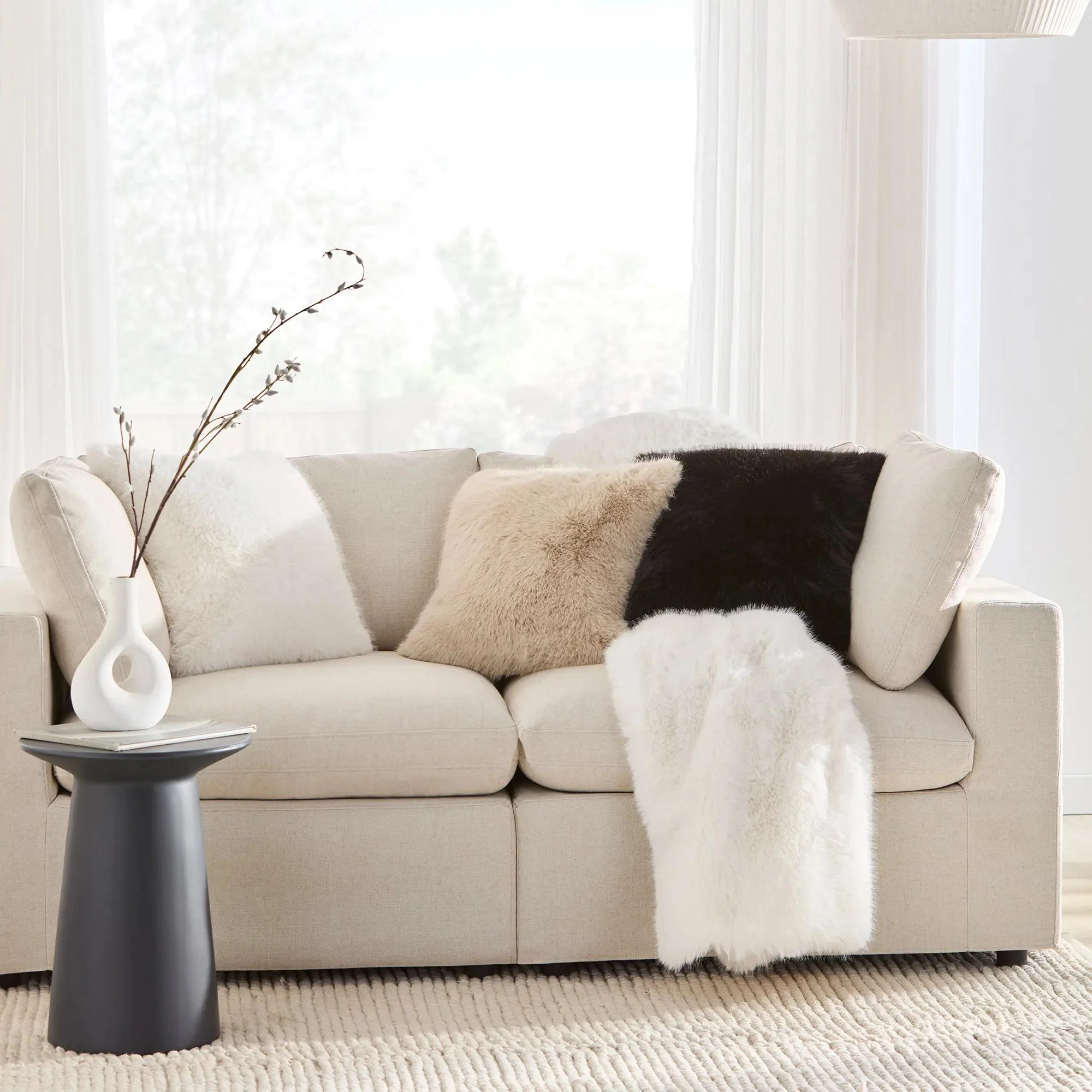 Black Cement Hourglass Side Table - Image 4