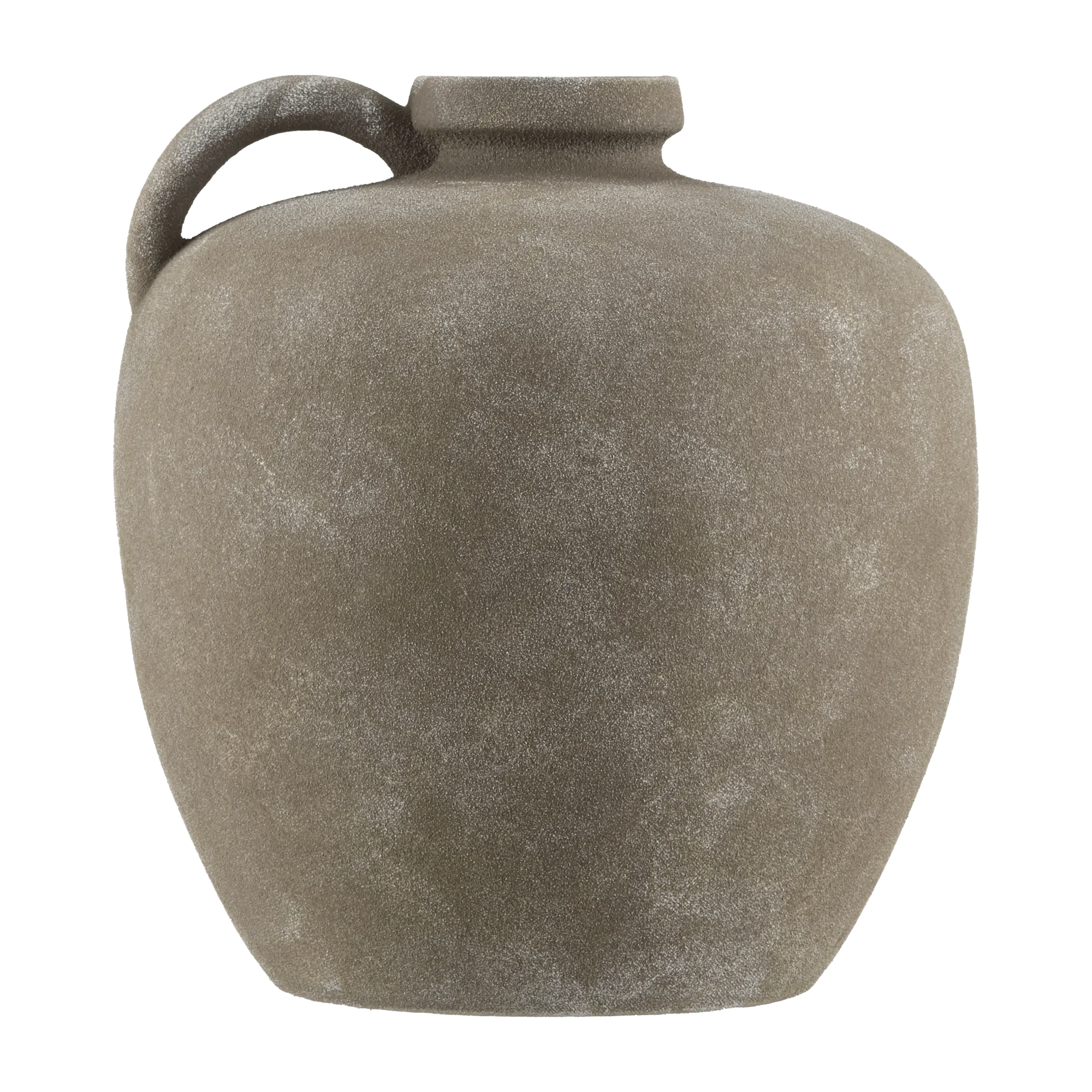 Matte Taupe Ceramic Decorative Jug with Handle