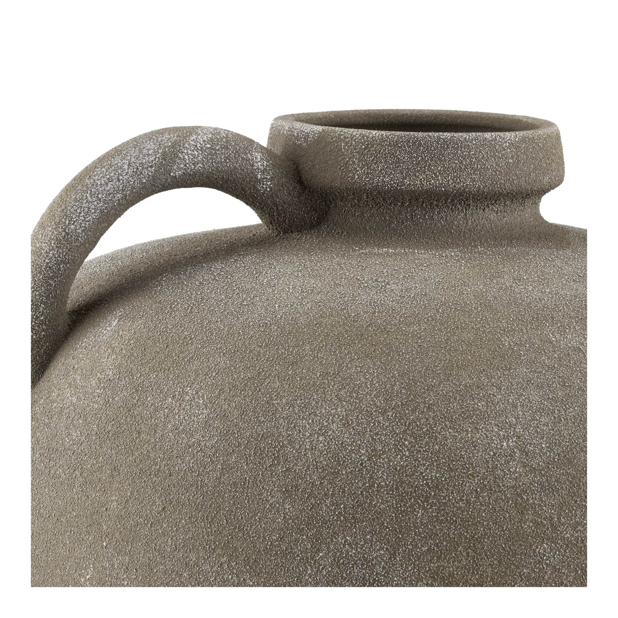 Matte Taupe Ceramic Decorative Jug with Handle - Image 3