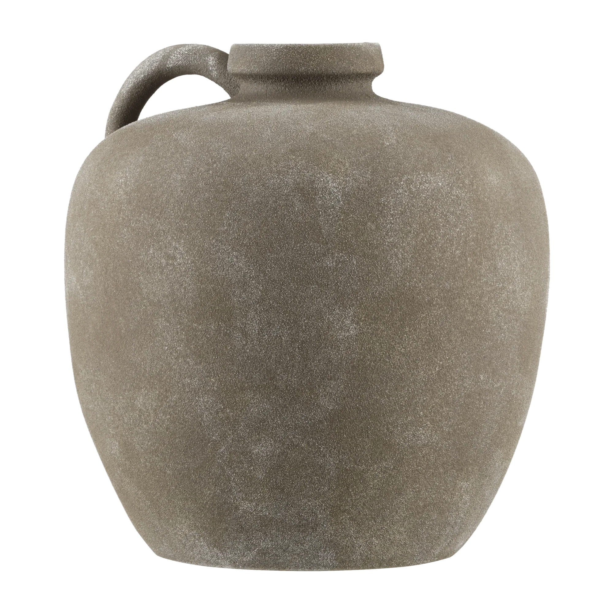 Matte Taupe Ceramic Decorative Jug with Handle - Image 4