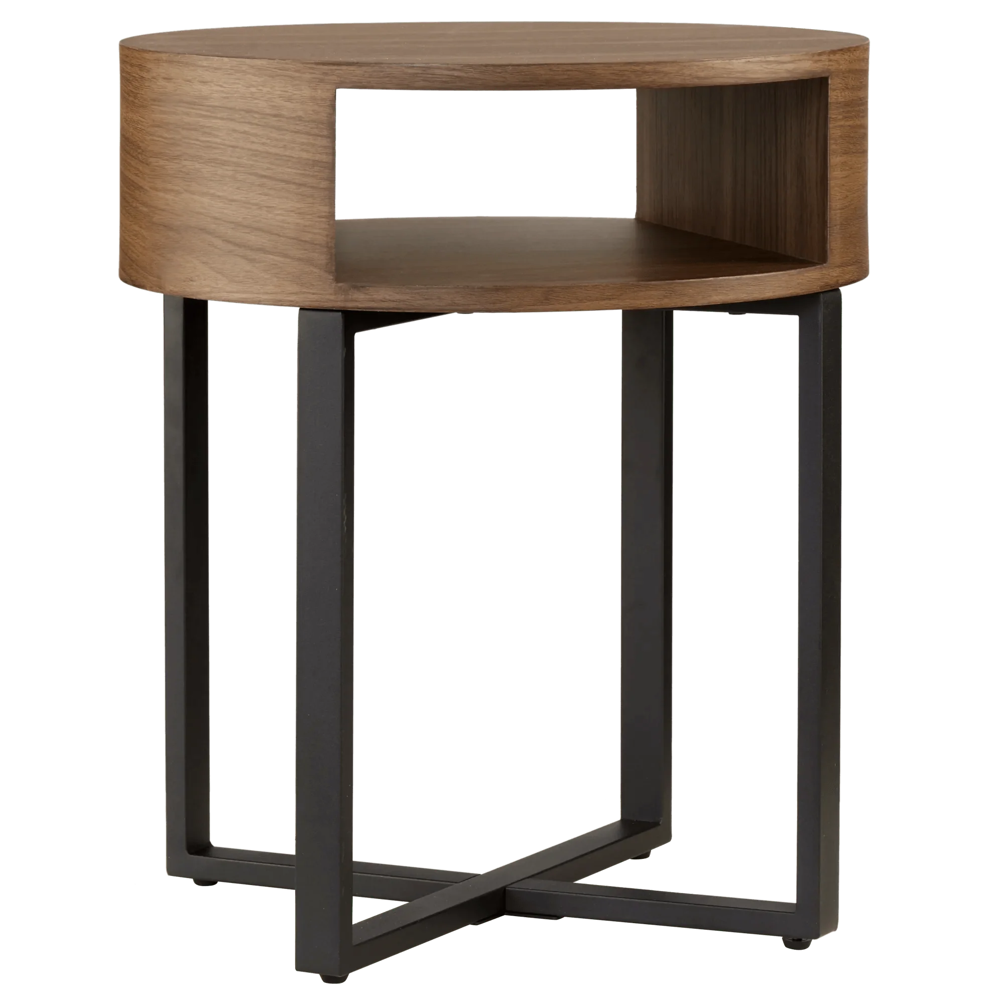 Metal and Walnut Side Table