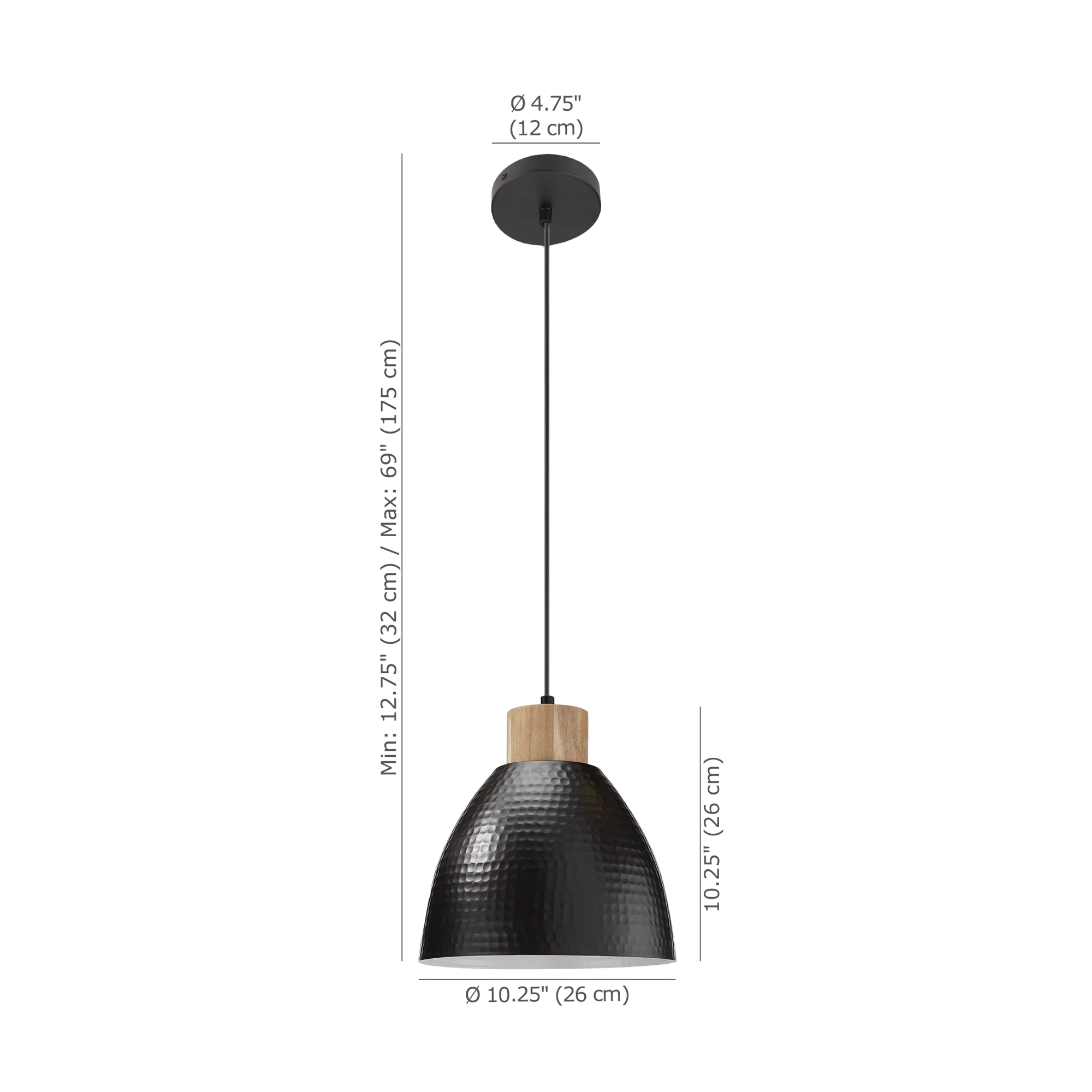 Metal and Wood Ceiling Lamp - Image 3