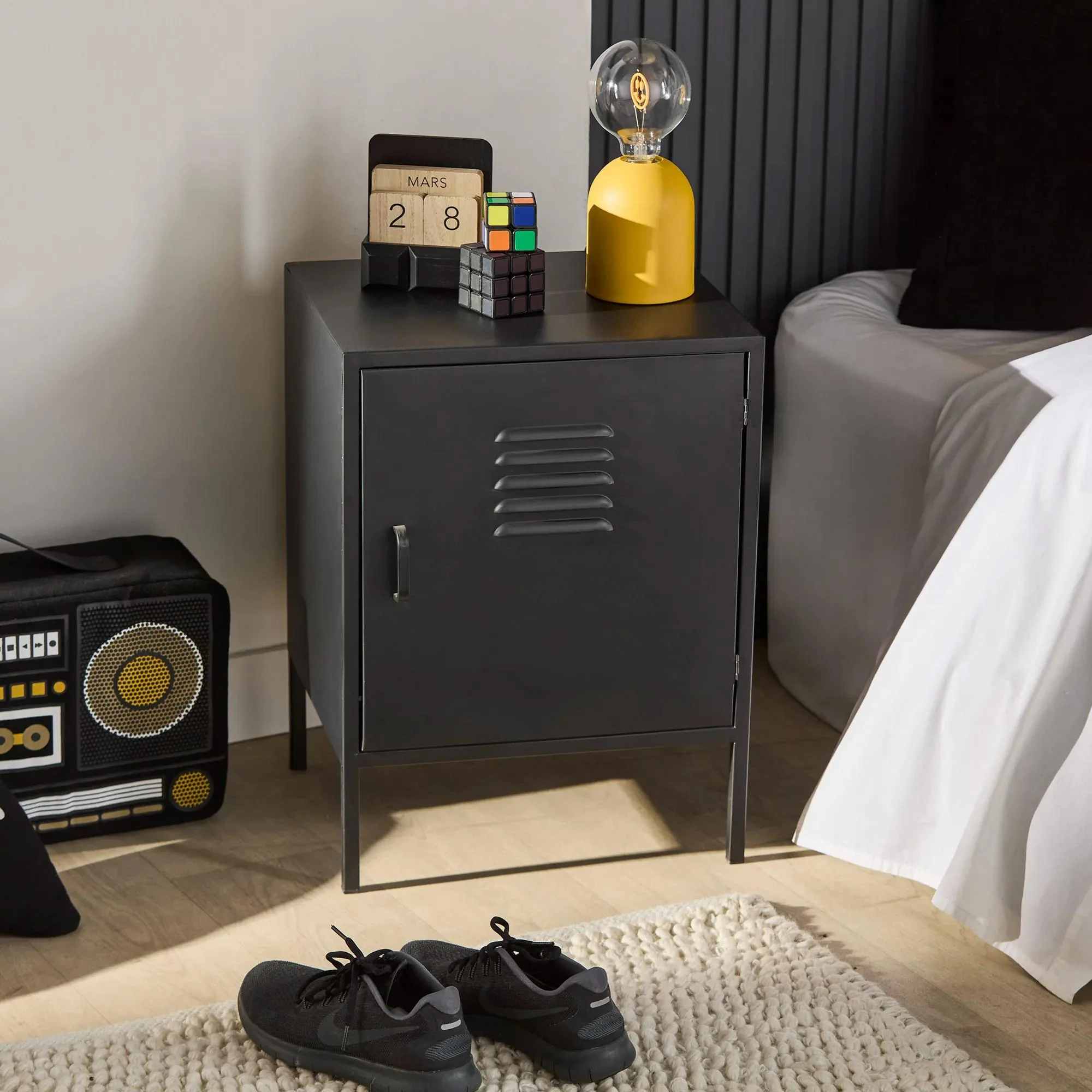 Black Metal Locker Side Table - Image 9