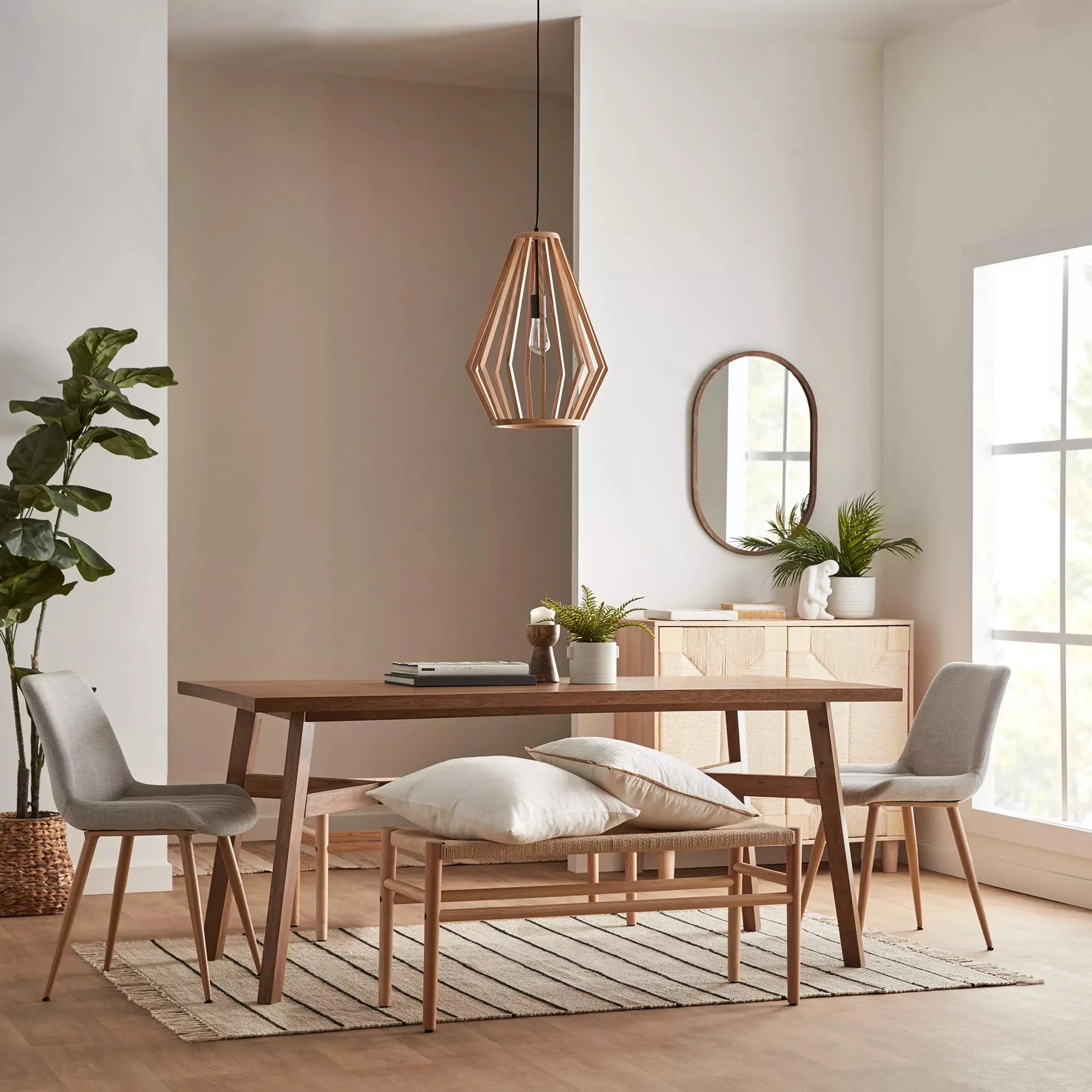 Mid-Century Modern Natural Wood Dining Table - Image 3