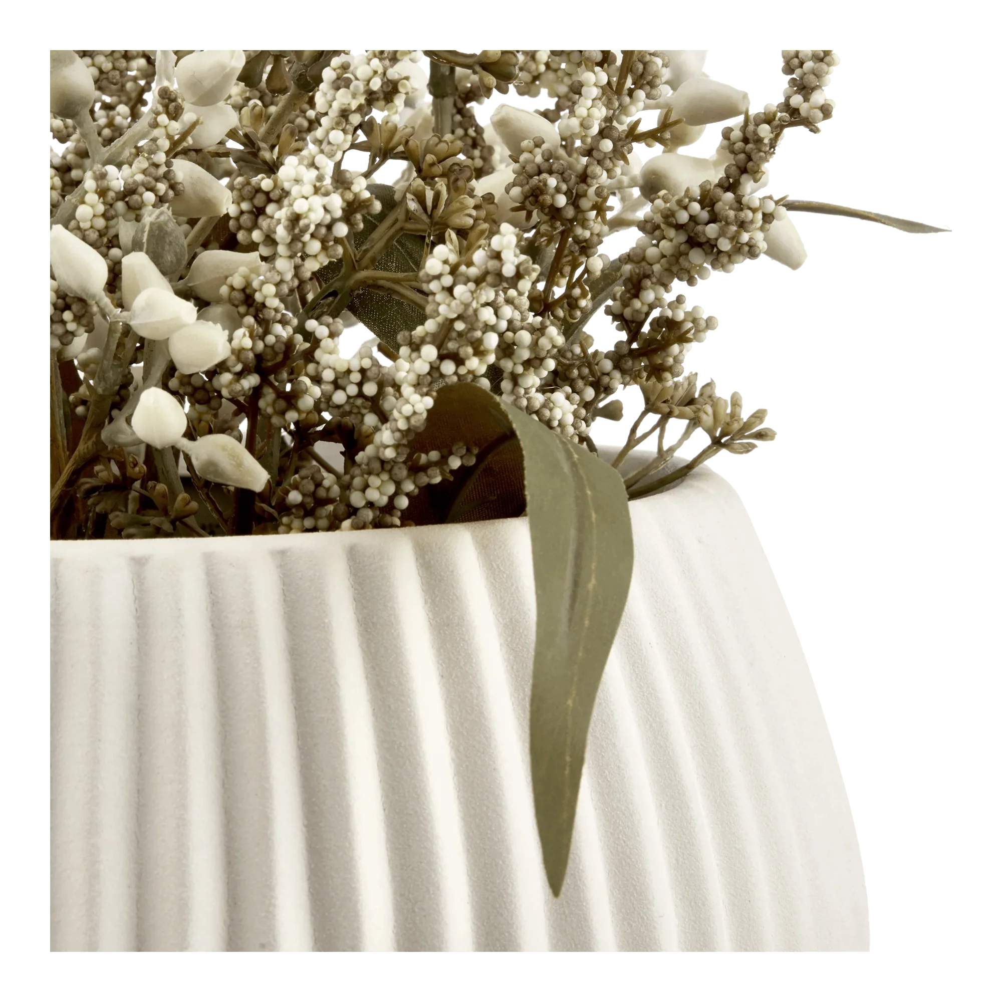 Mixed Greenery in Ribbed Pot - Image 2