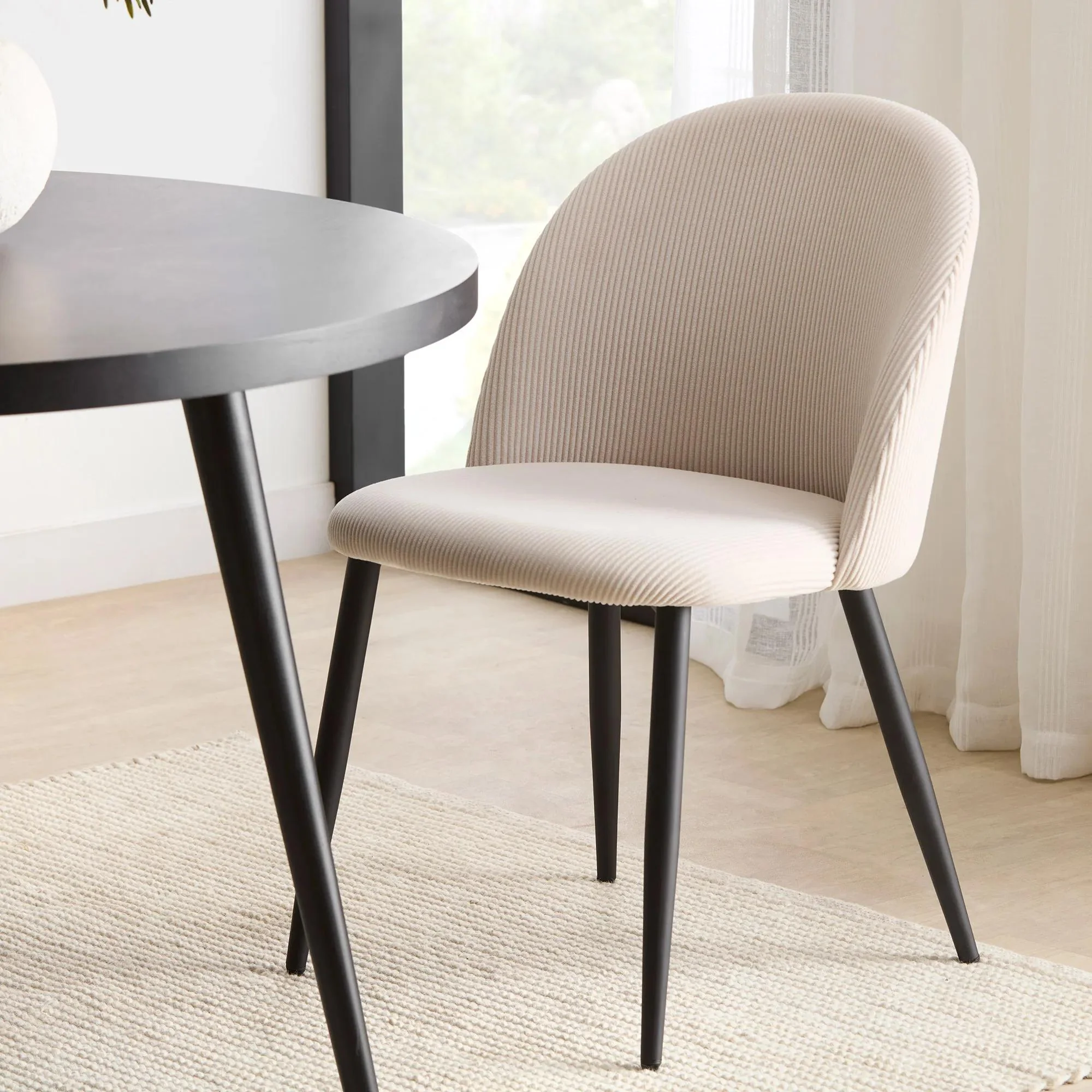 Modern Cream Chair with Black Legs - Image 2