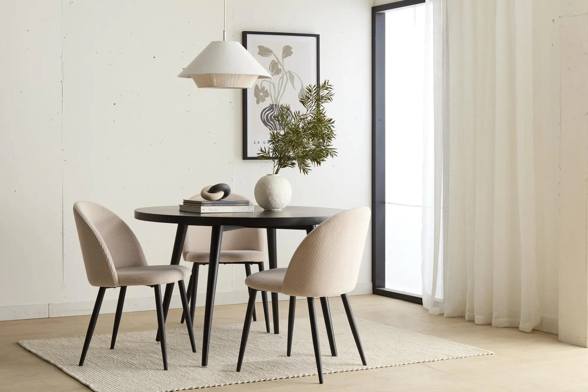 Modern Cream Chair with Black Legs - Image 3