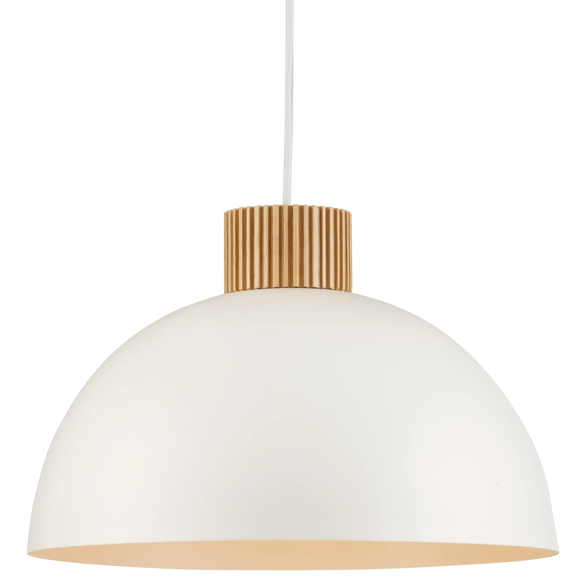 Modern white ceiling light with wooden detail - Image 3