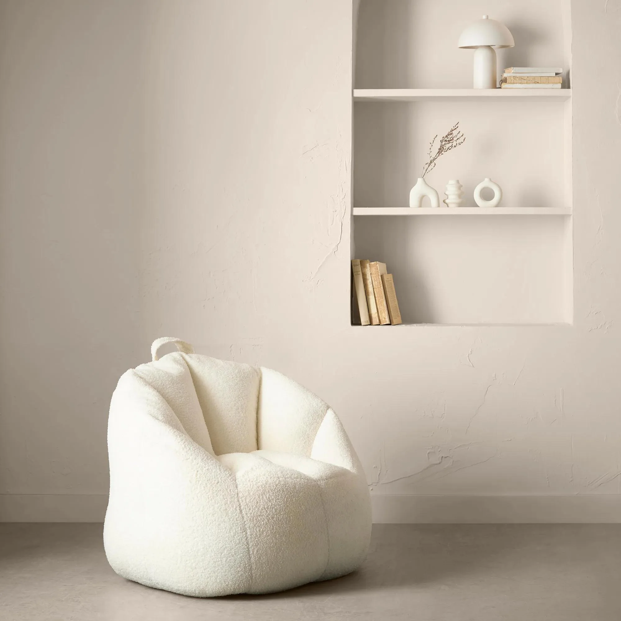 Off White Boucle Bean Bag - Image 6