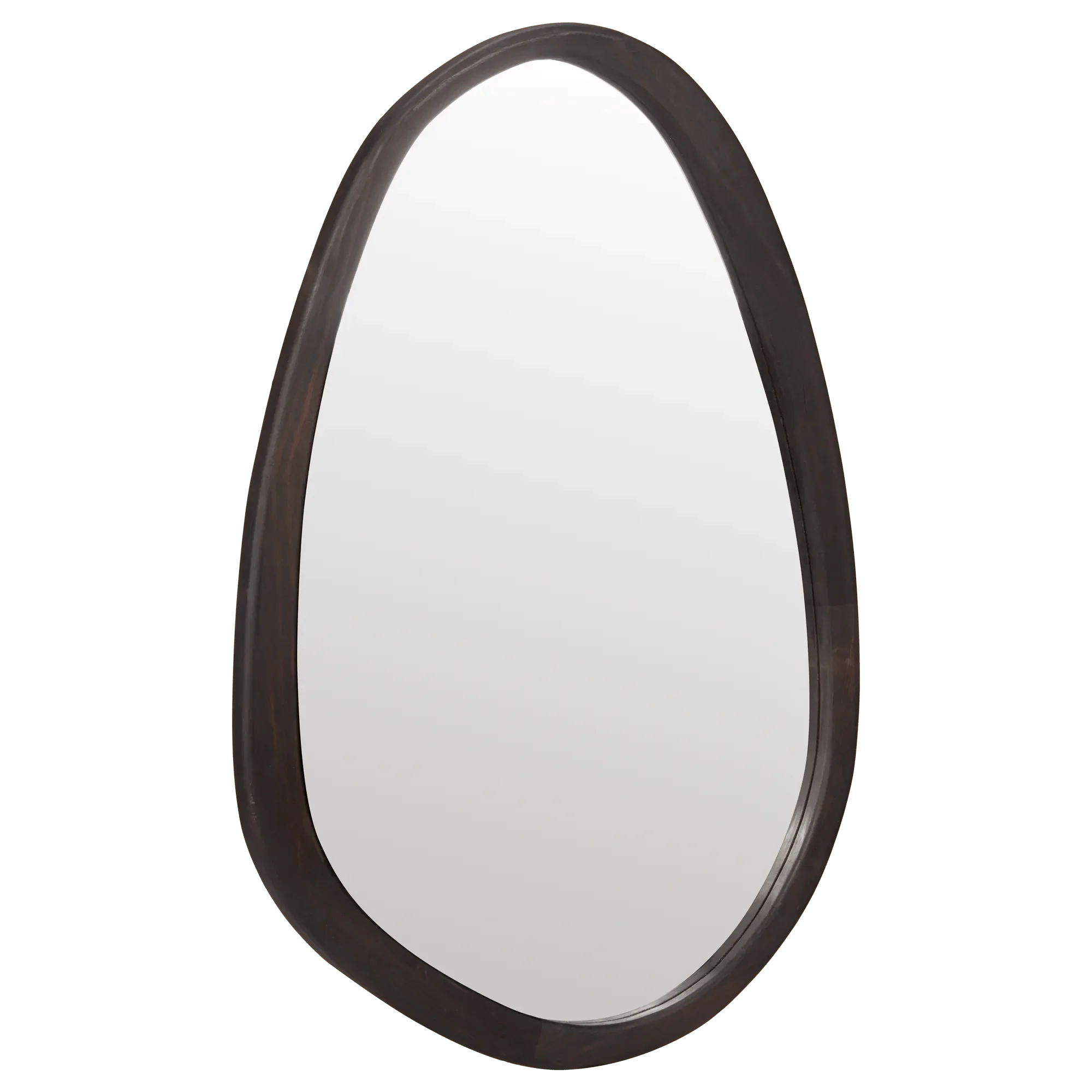 Organic Shaped Mirror with Brown Wood Frame - Image 2