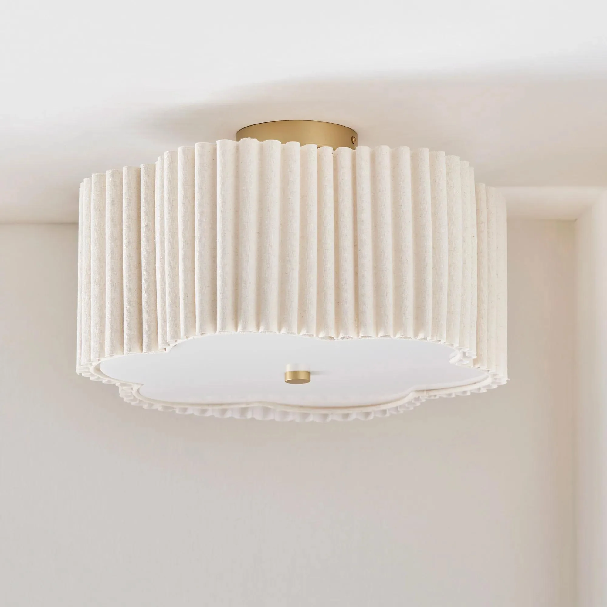 Pleated Linen Ceiling Lamp - Image 2
