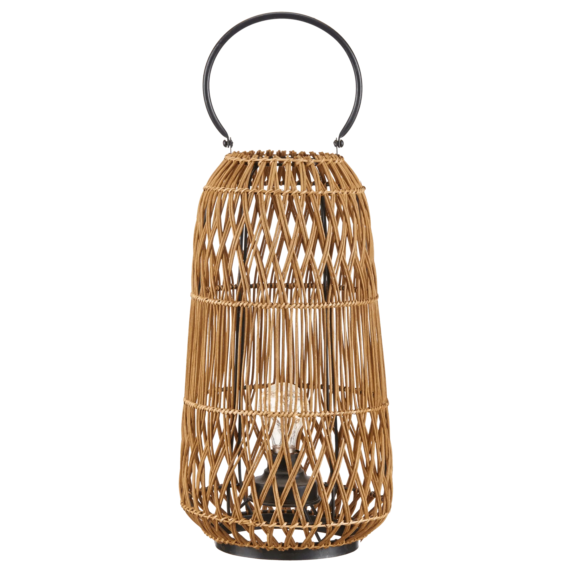 Rattan Lantern with Metal Handle - Image 2