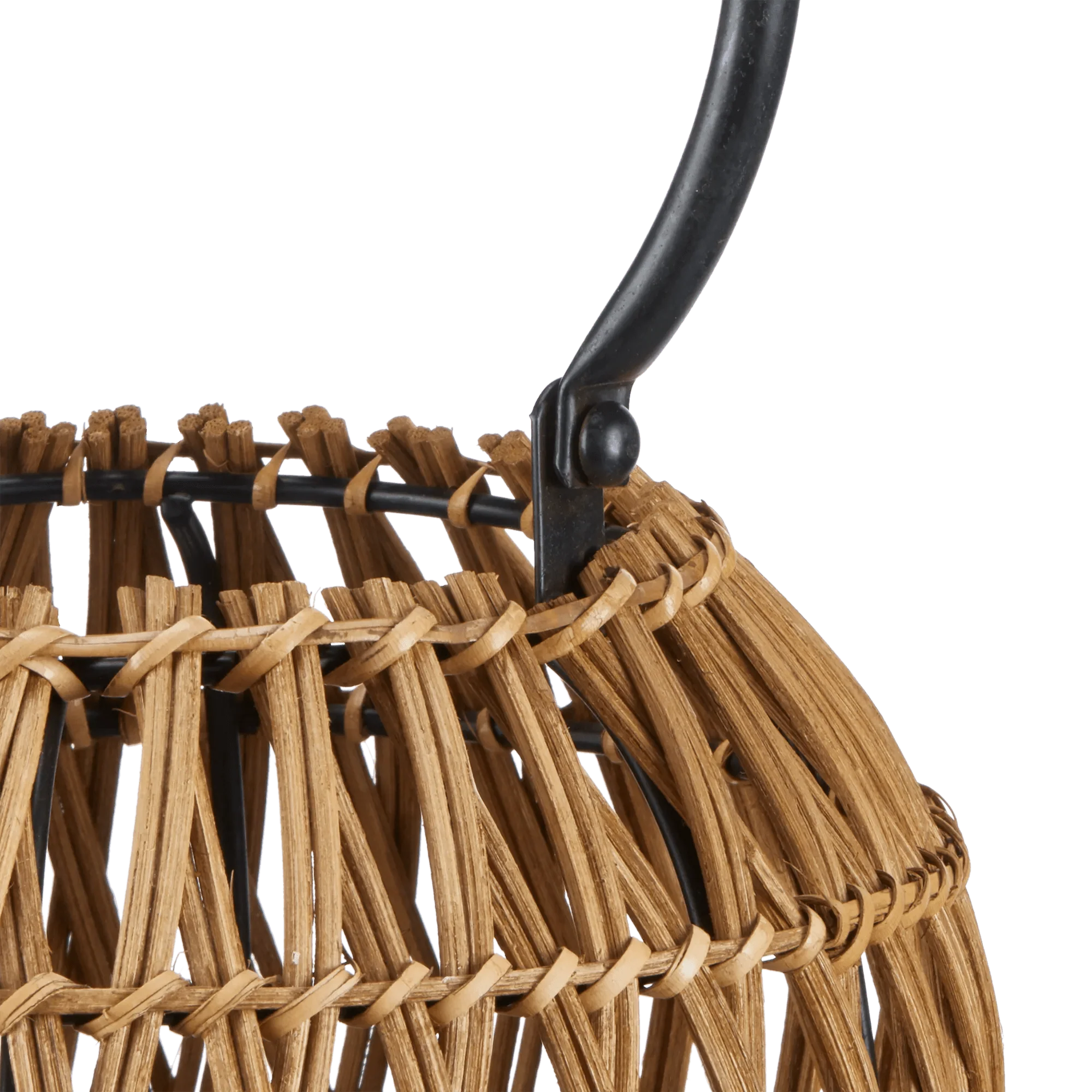 Rattan Lantern with Metal Handle - Image 3