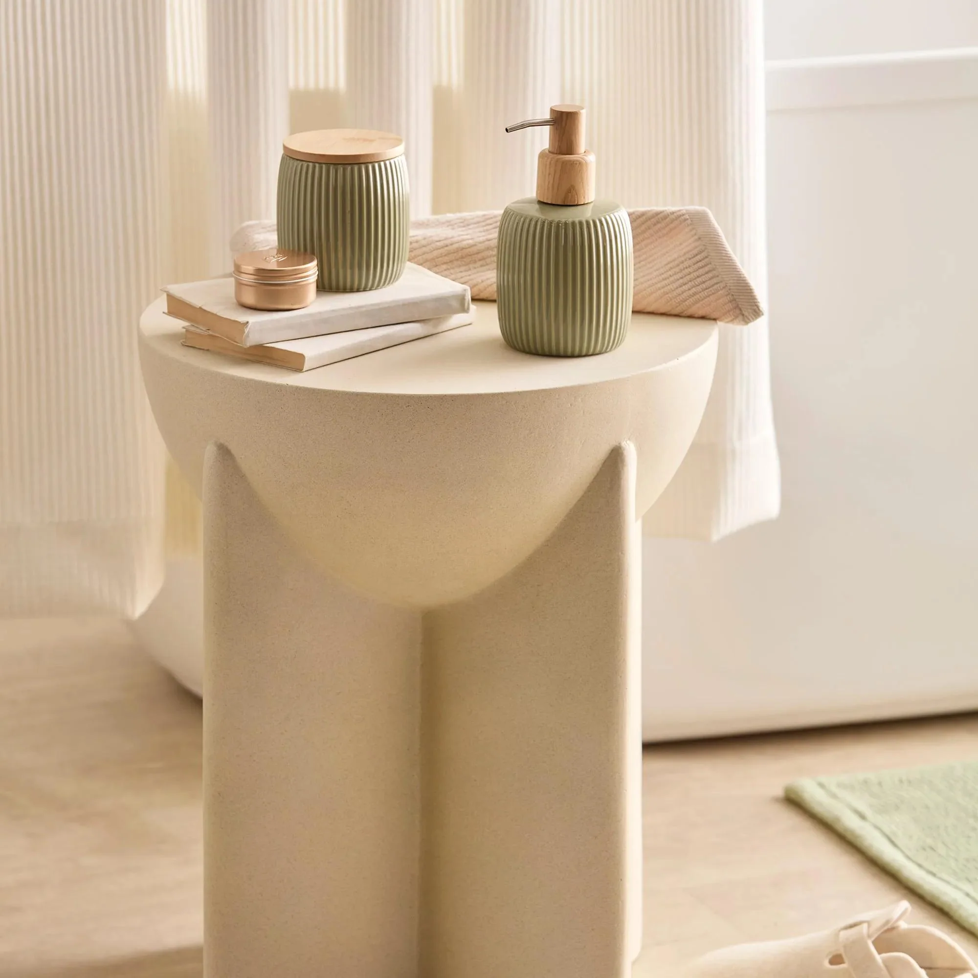 Ribbed Ceramic Cotton Jar - Image 4