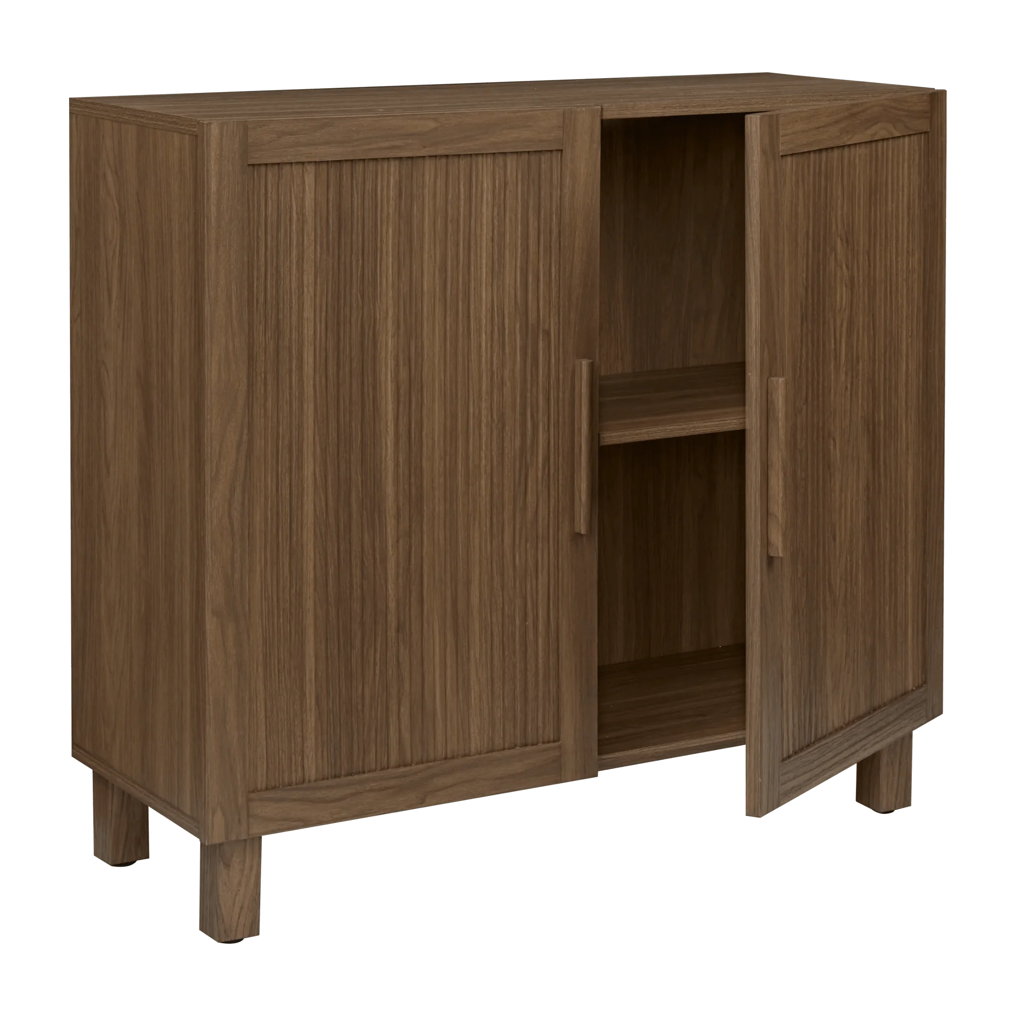 Ribbed Door Walnut Veneer Buffet - Image 3