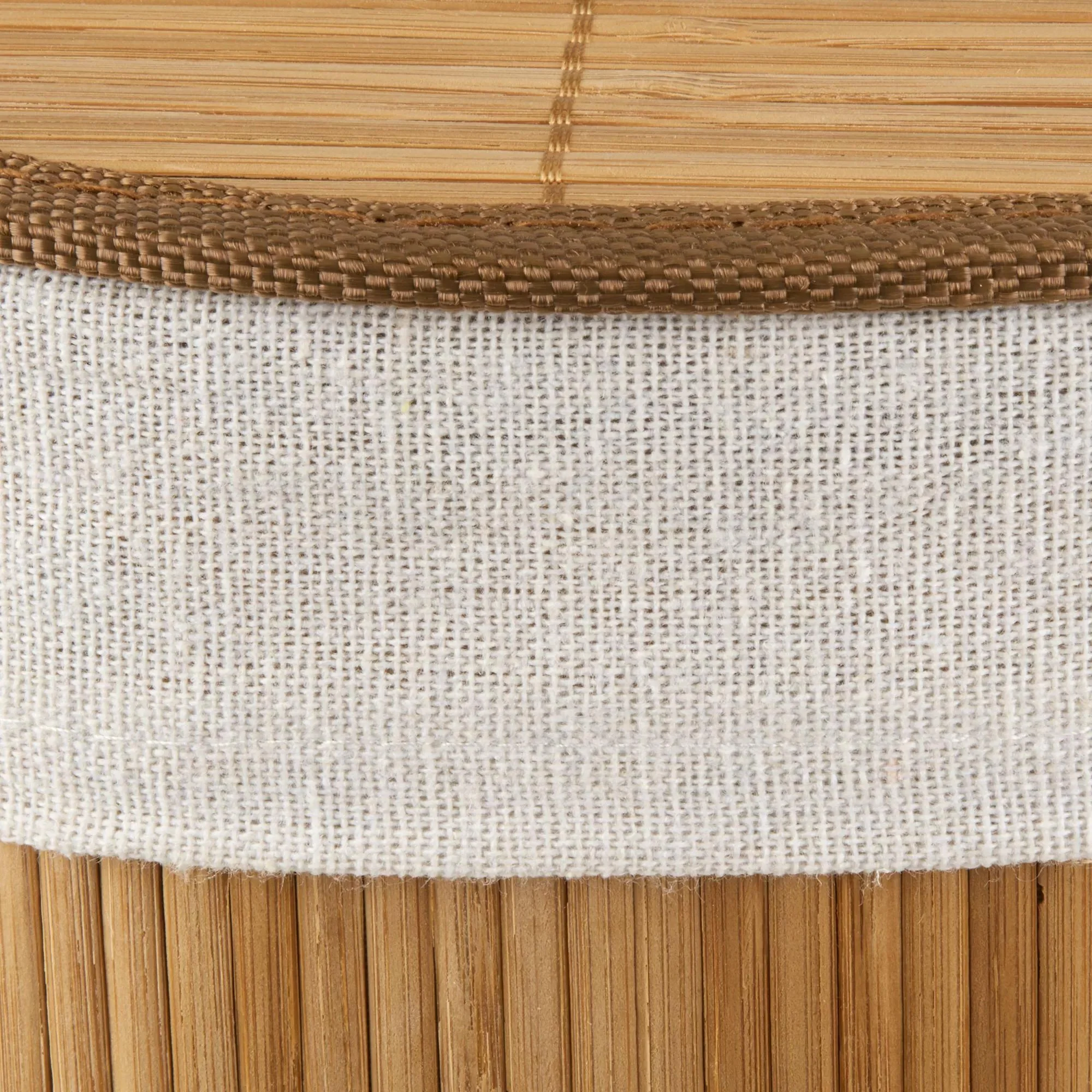 Round Bamboo Hamper with Lining and Faux Leather Handles - Image 3