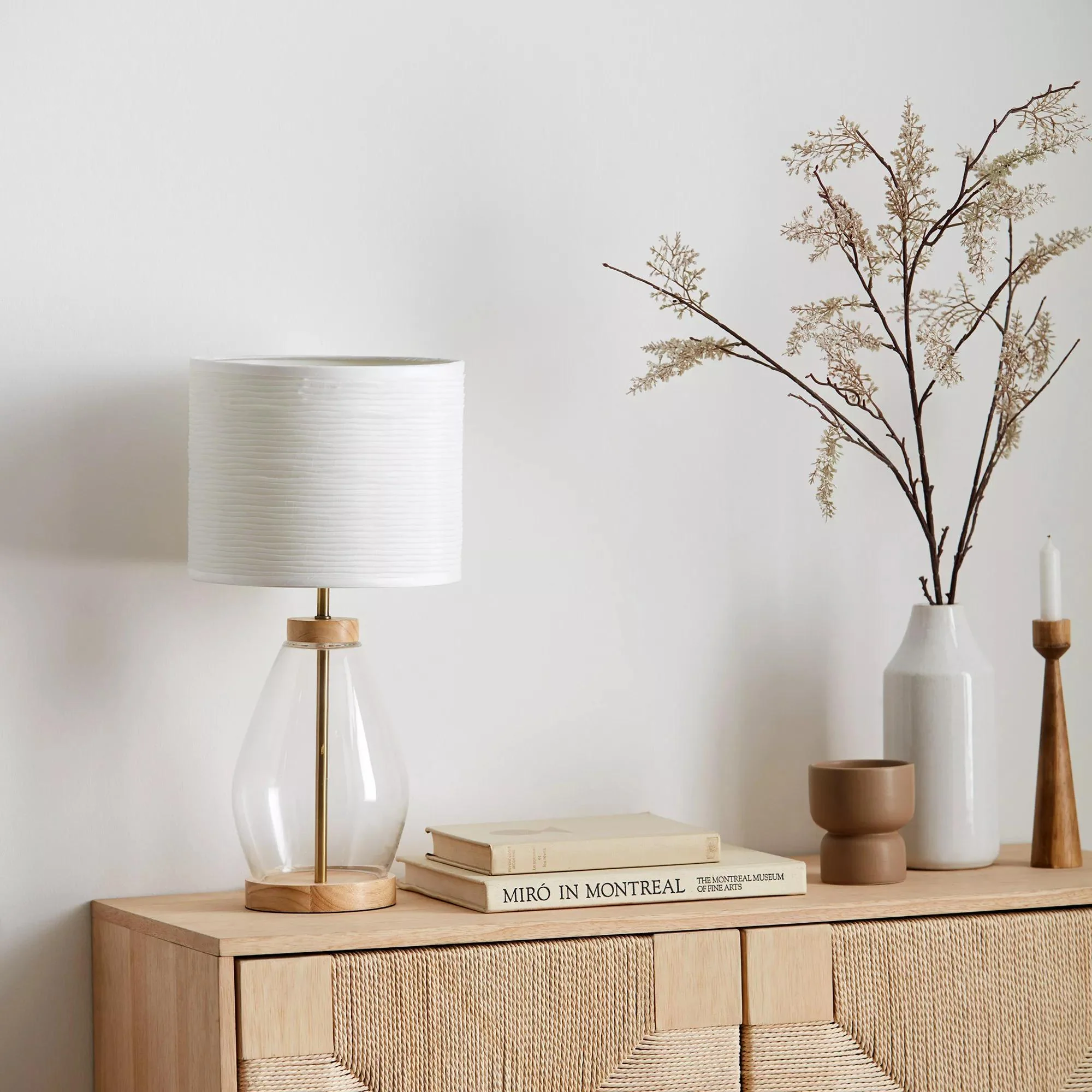 Off White Round Chita Fabric Lamp Shade - Image 2