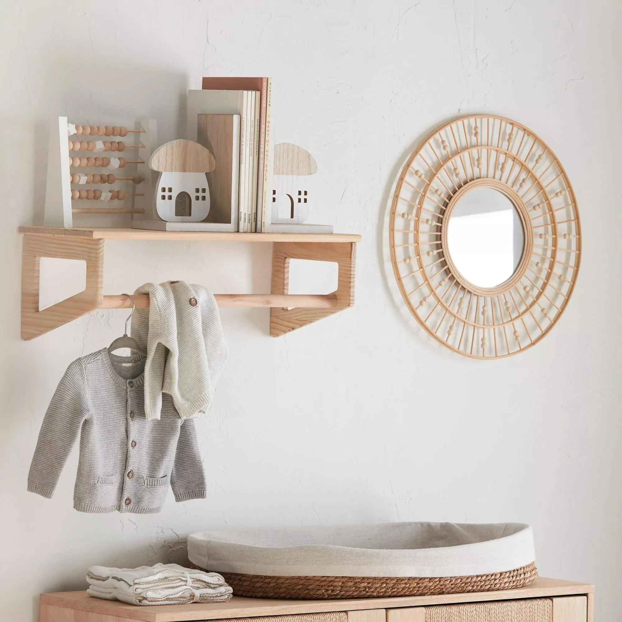 Round Natural Fiber Bead Mirror - Image 5