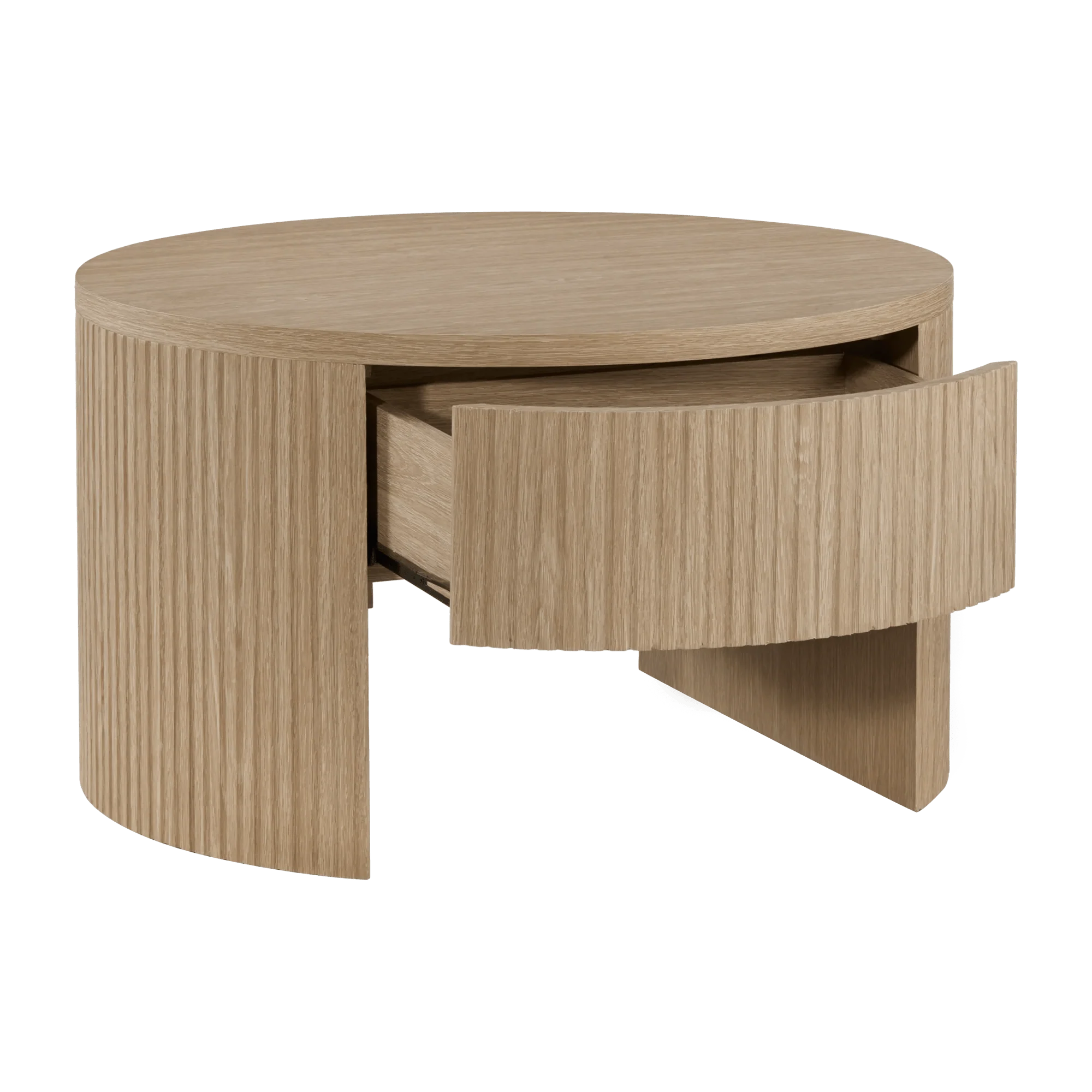 Round Pale Oak Coffee Table - Image 4