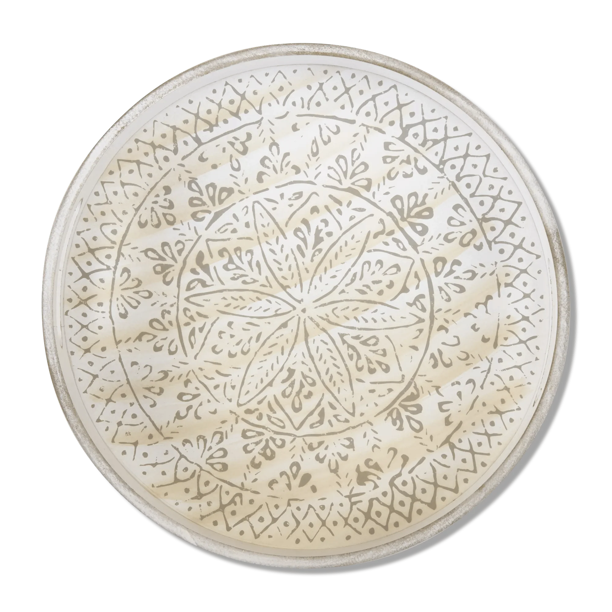 Round Patterned Wood Tray - Image 4