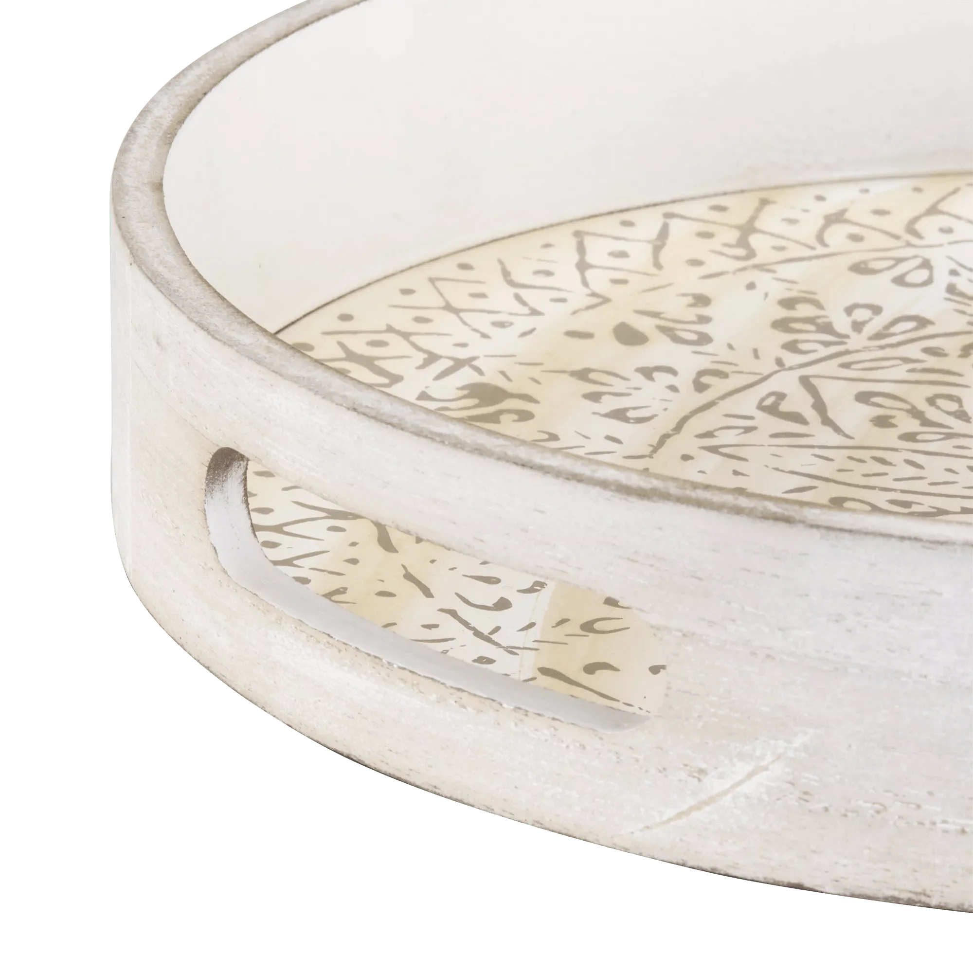 Round Patterned Wood Tray - Image 6