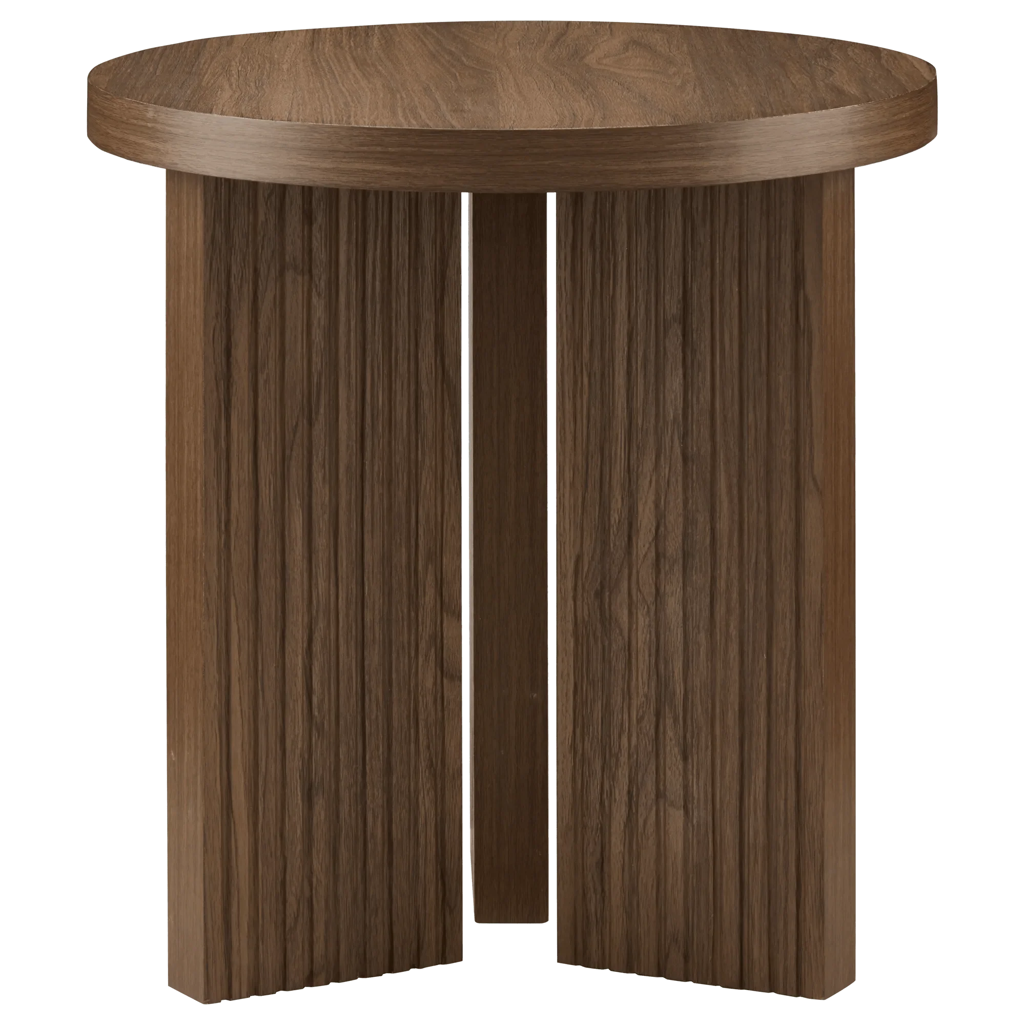 Round Ribbed Wood Accent Table - Image 2