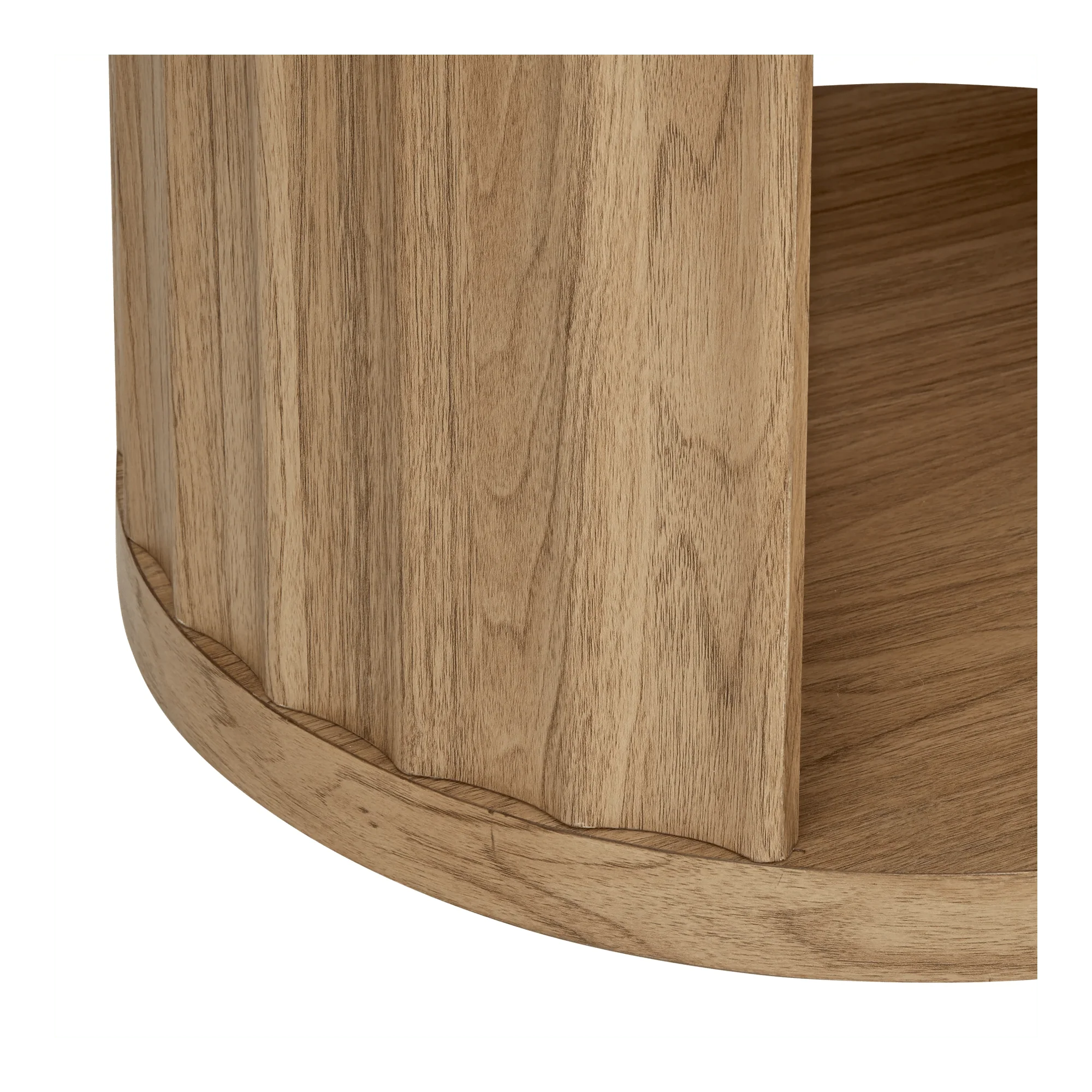 Round Ribbed Wood Coffee Table with Shelf - Image 5