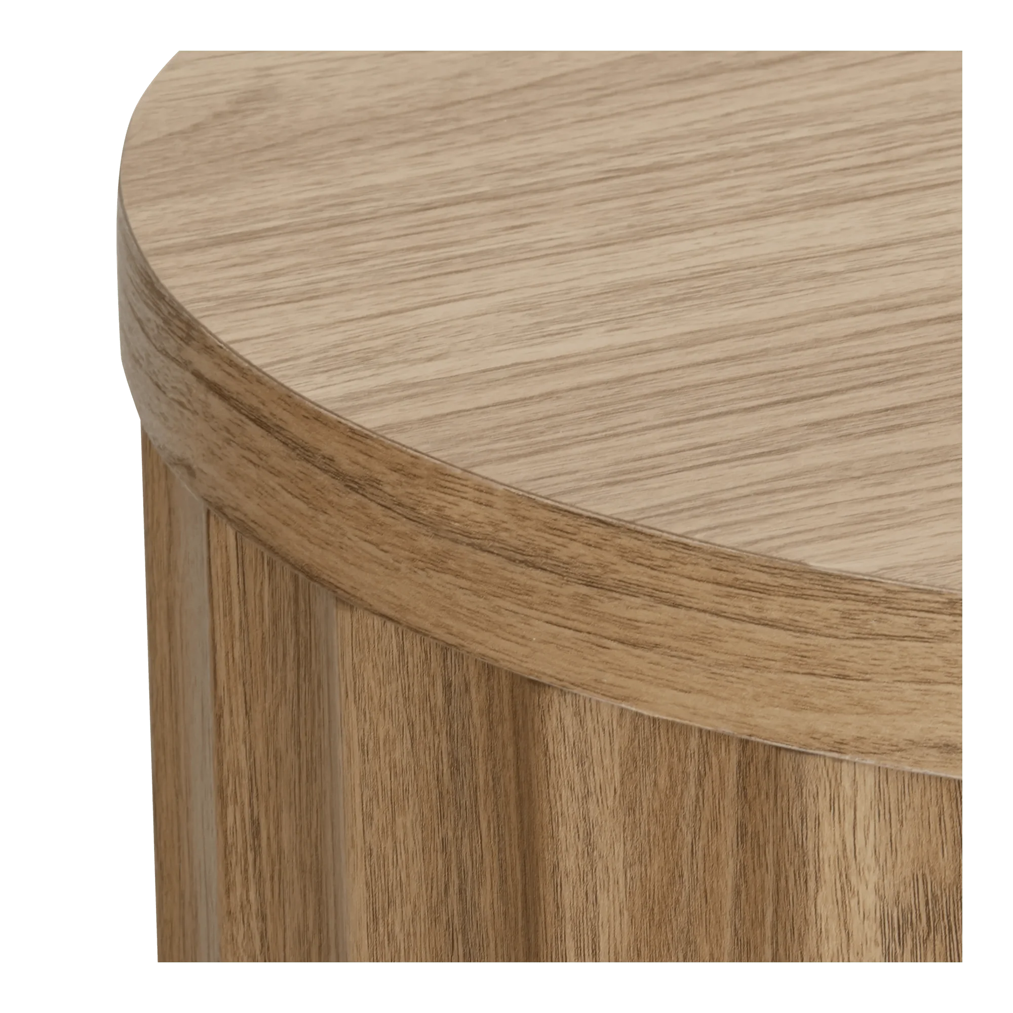 Round Ribbed Wood Coffee Table with Shelf - Image 6