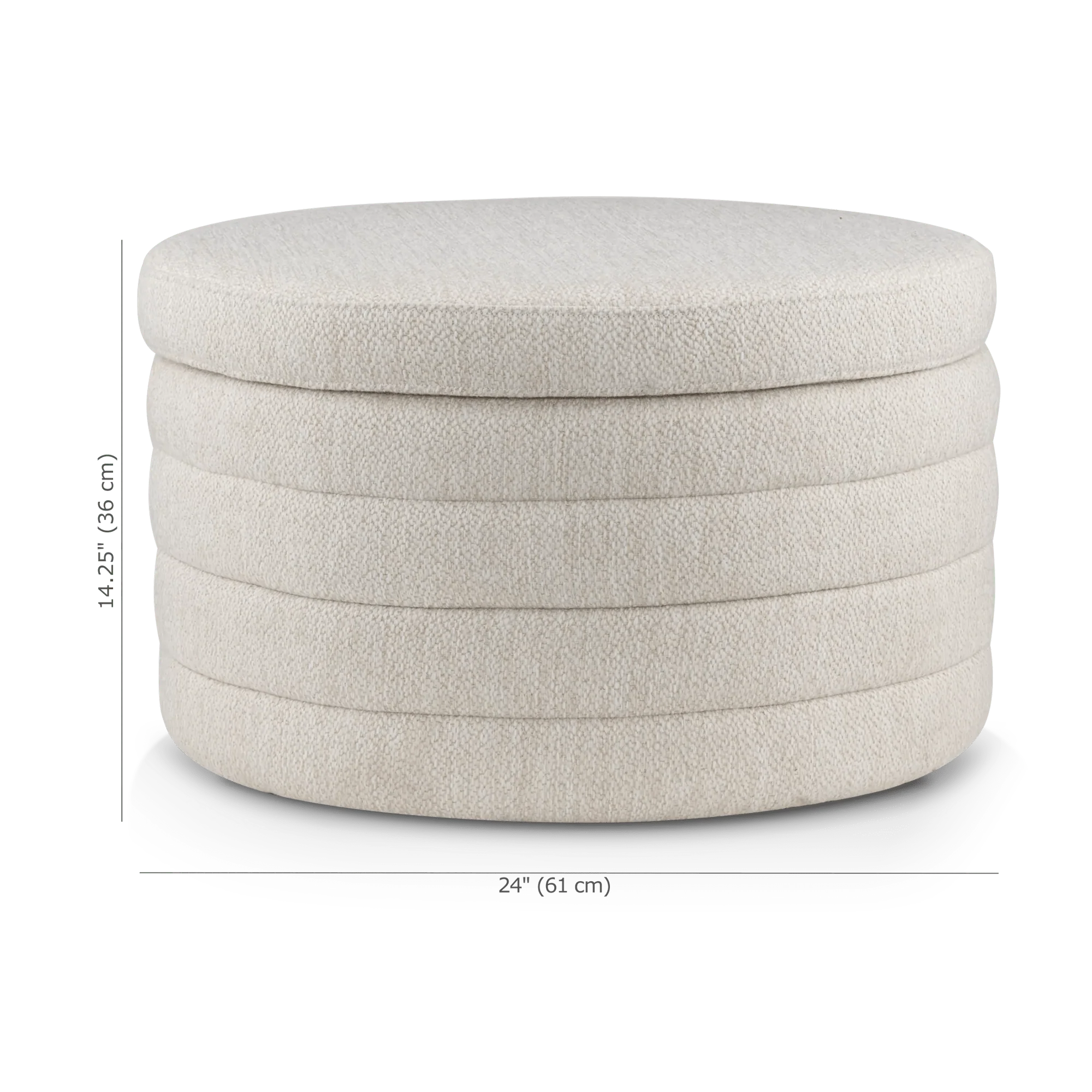 Round Storage Fabric Ottoman - Image 3