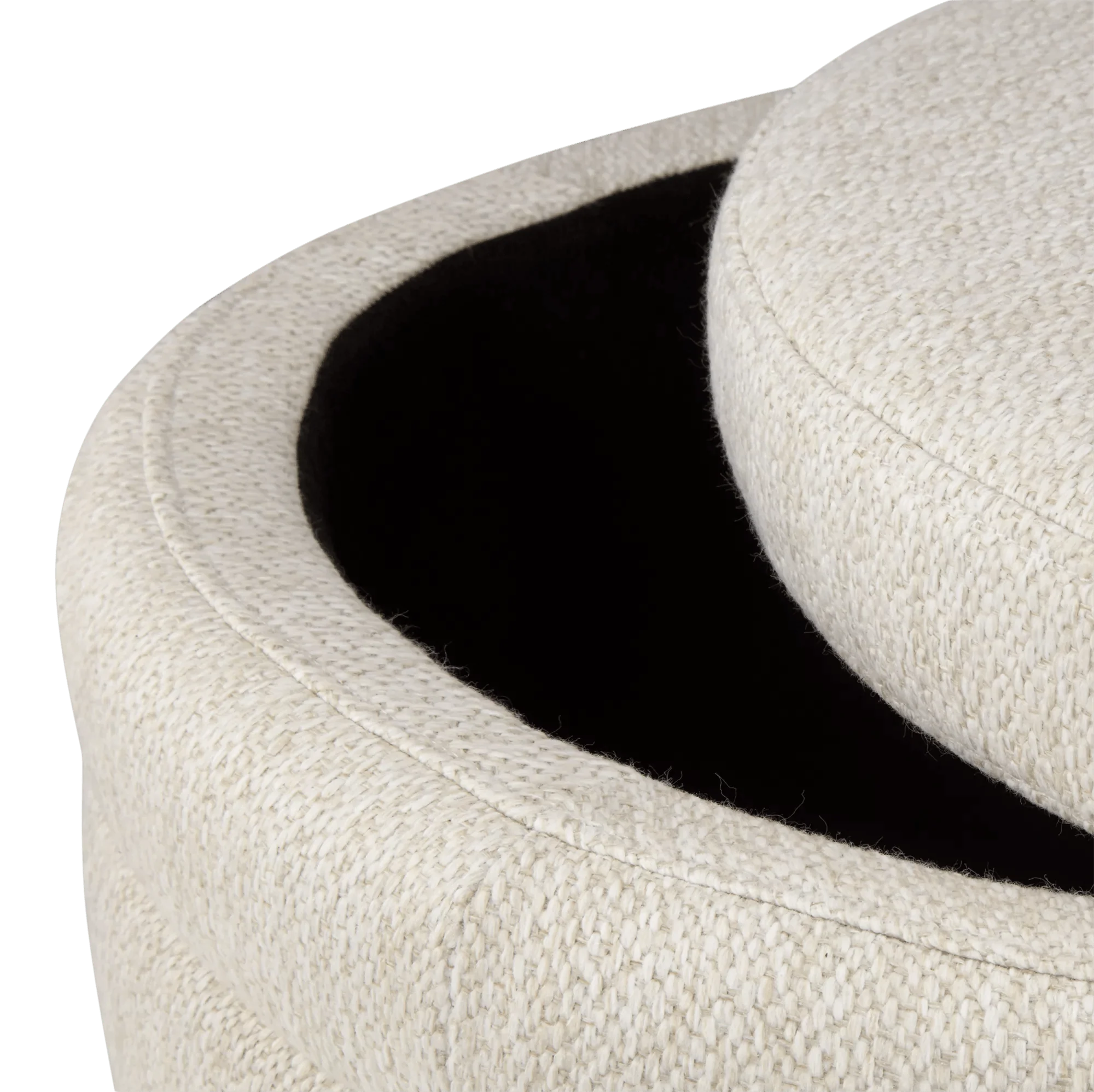 Round Storage Fabric Ottoman - Image 4