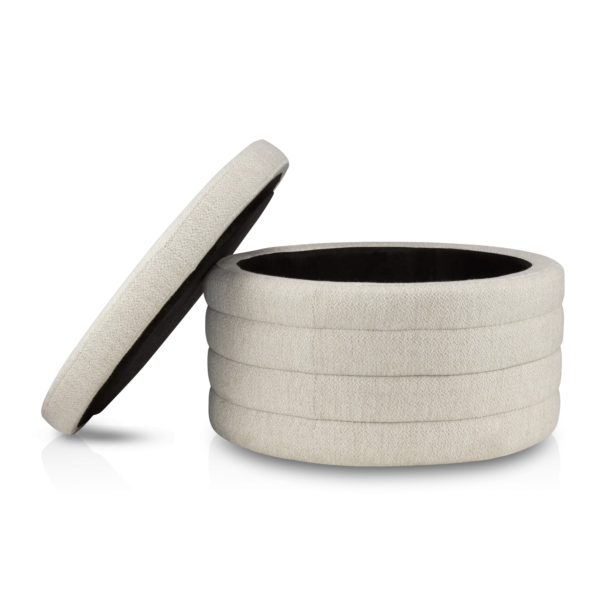 Round Storage Fabric Ottoman - Image 9