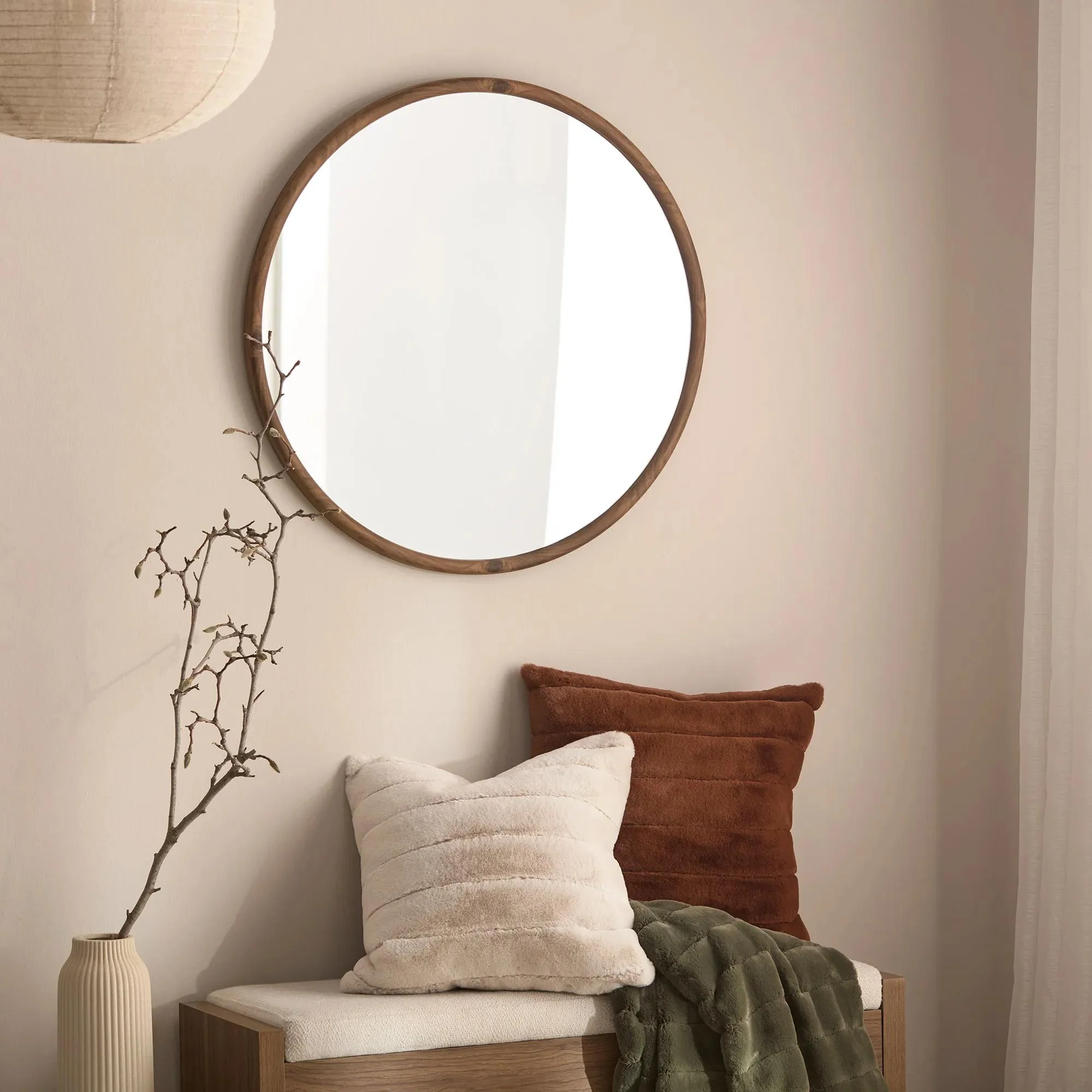 Round Wood Frame Mirror - Image 2
